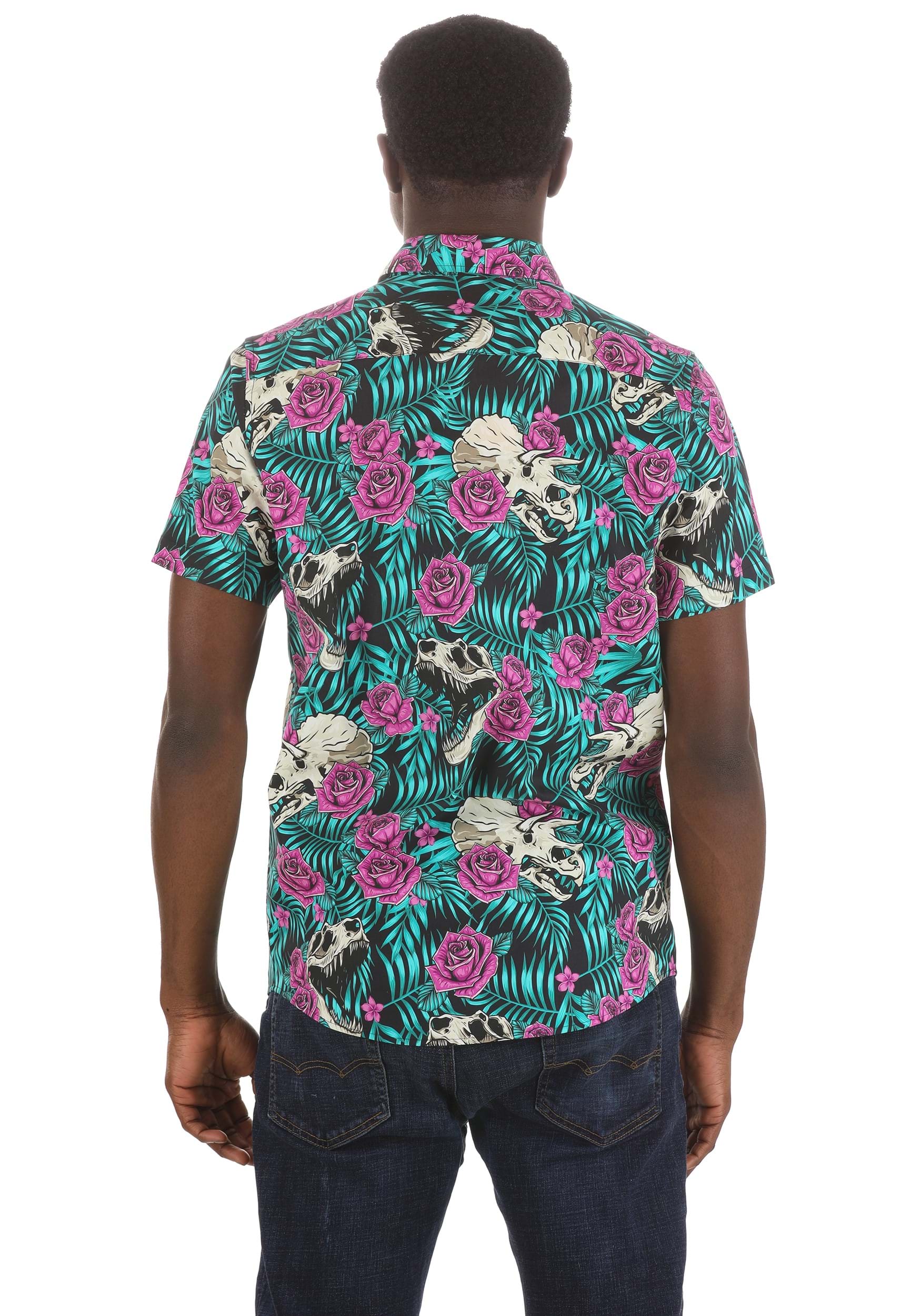 Dinosaur Bones Button Up Shirt for Adults