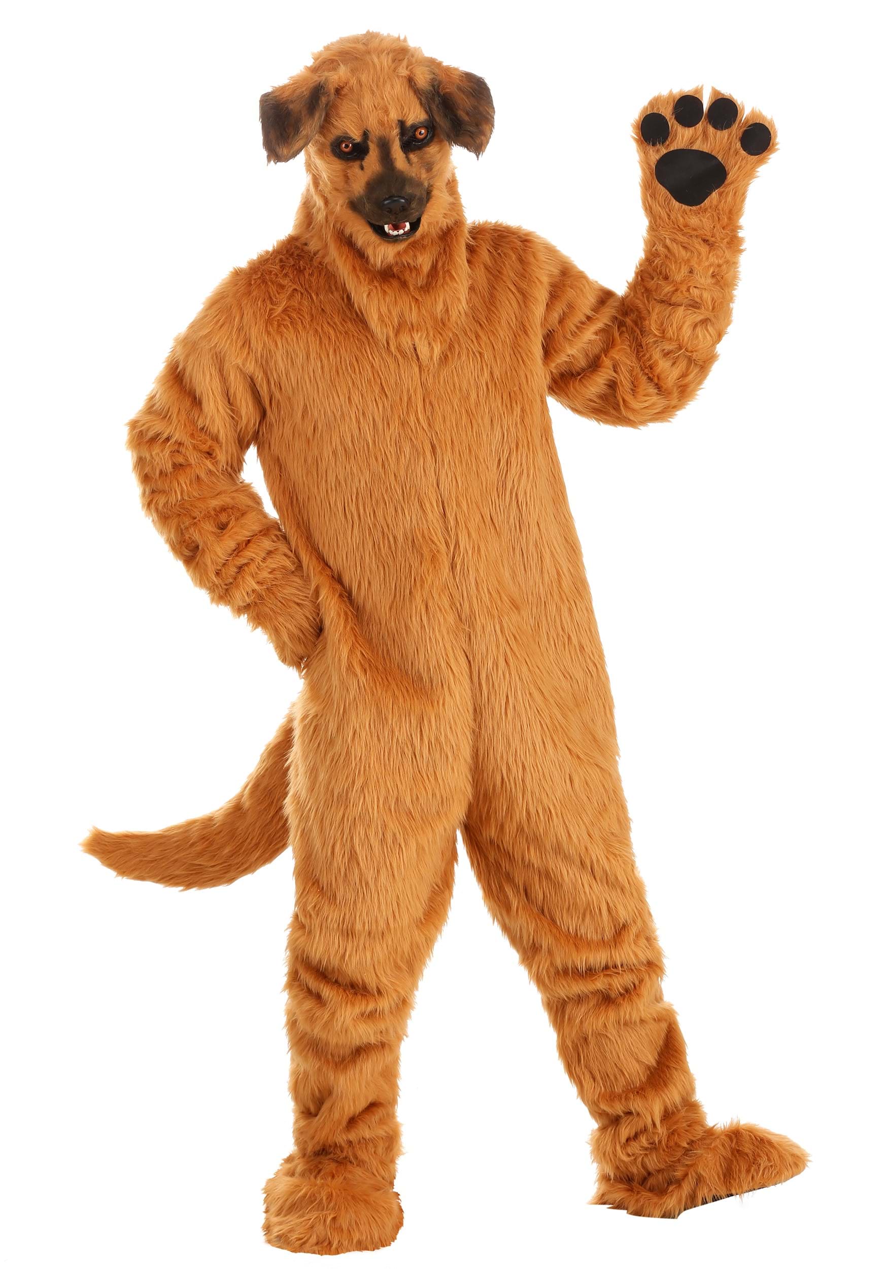 Dog Suit With Mouth Mover Mask Adult Costume