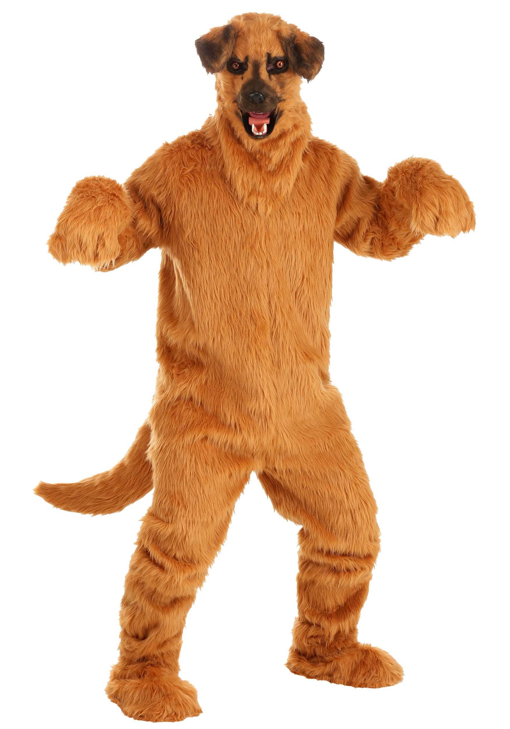 Dog Suit With Mouth Mover Mask Adult Costume