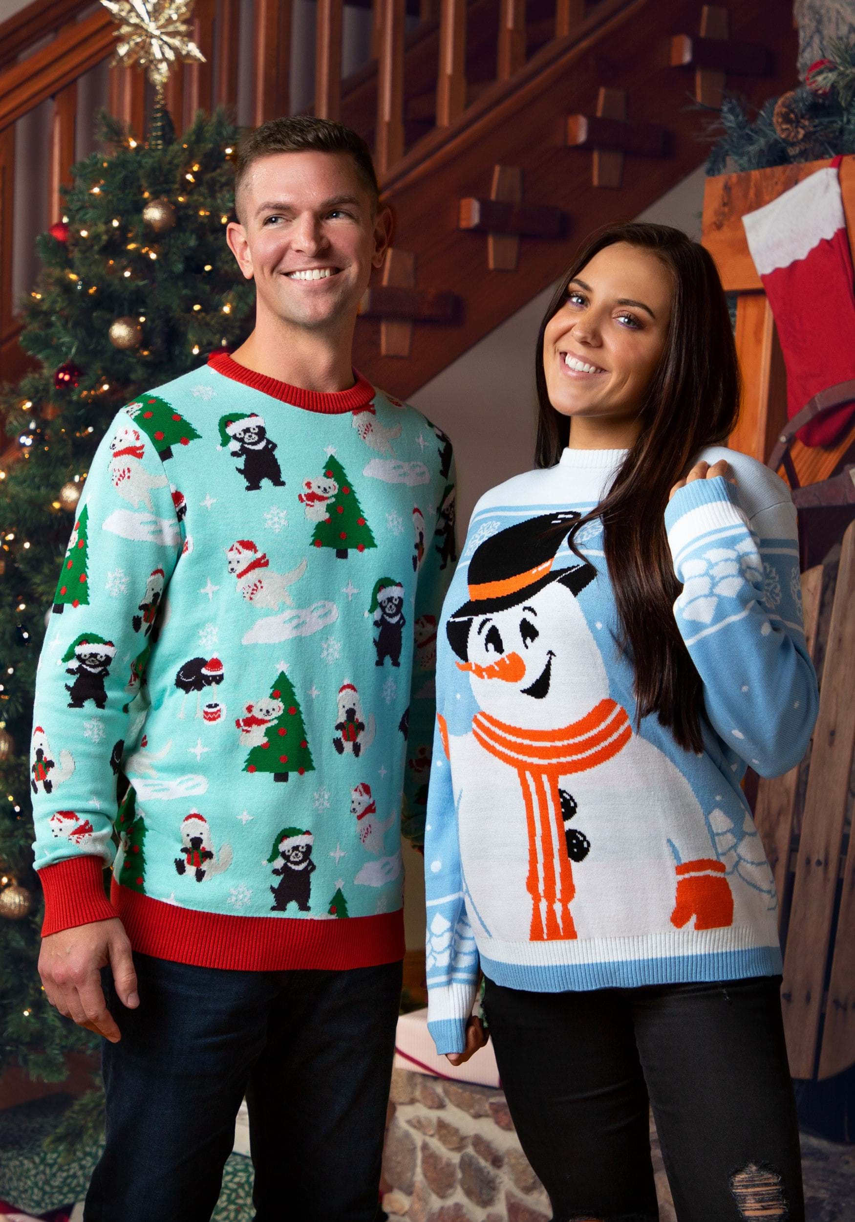 Friendly Snowman Ugly Christmas Sweater for Adults