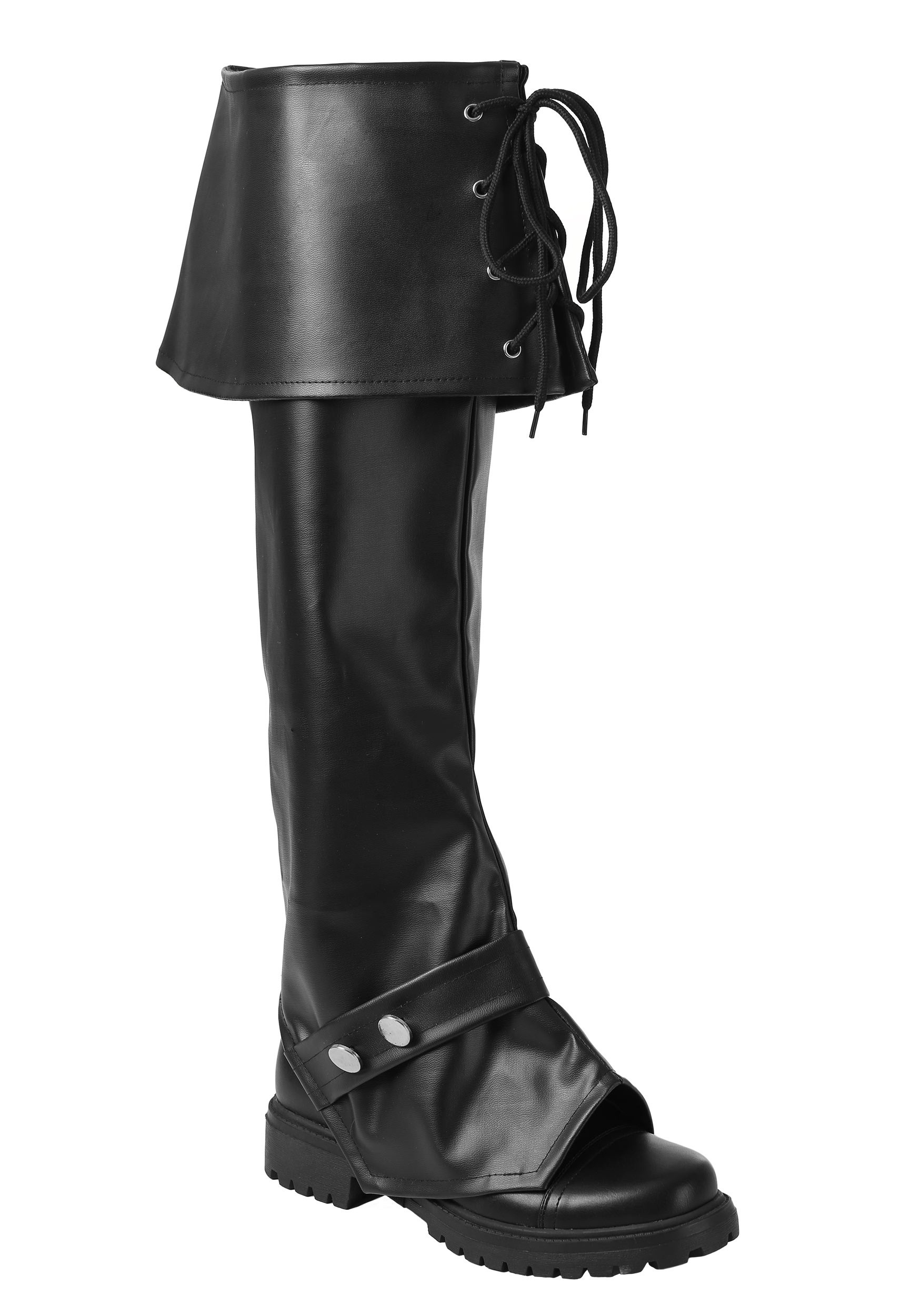 Adult Deluxe Black Vinyl Costume Boot Tops