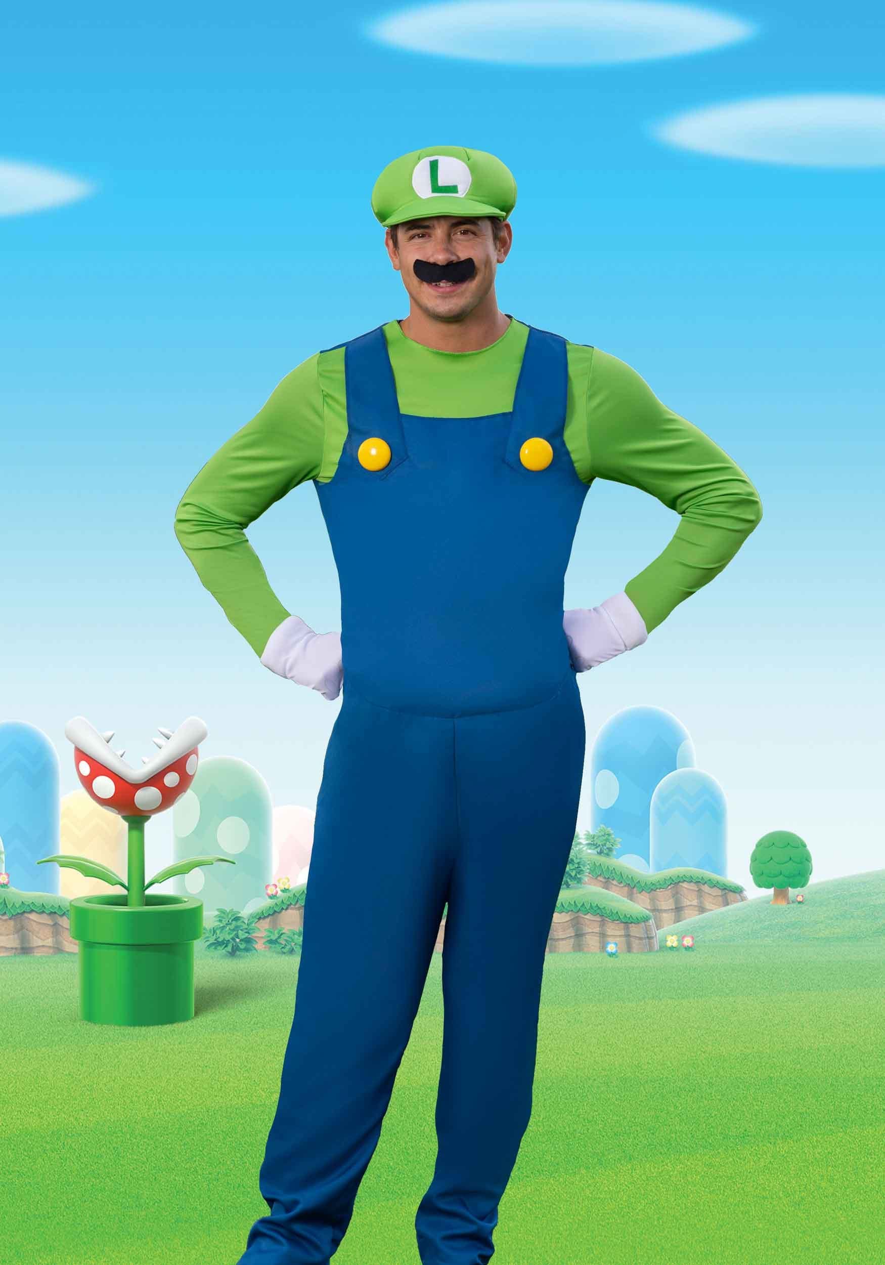Super Mario Brothers Men's Luigi Deluxe Costume