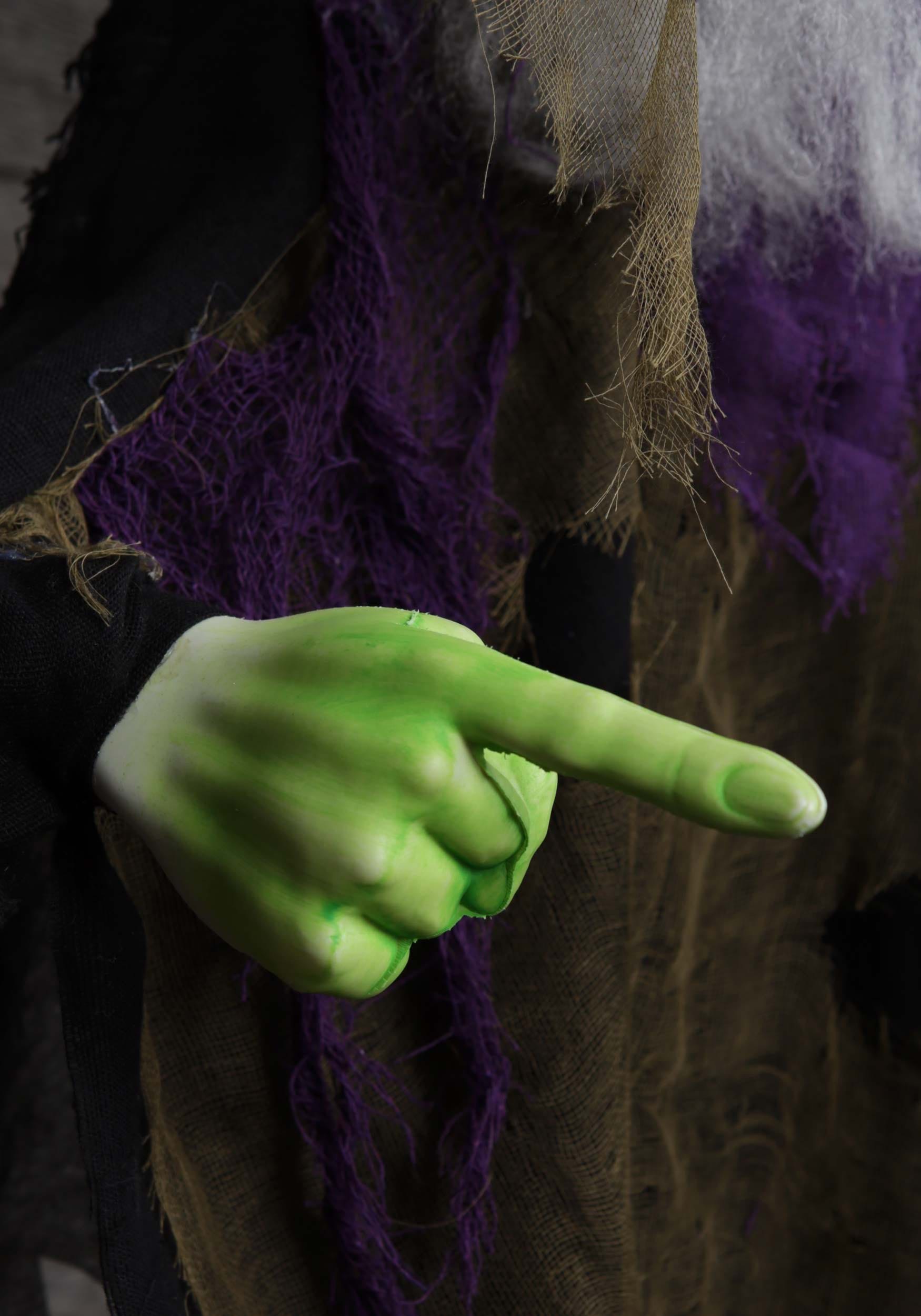 6FT Hanging Green Witch Animatronic Halloween Decoration
