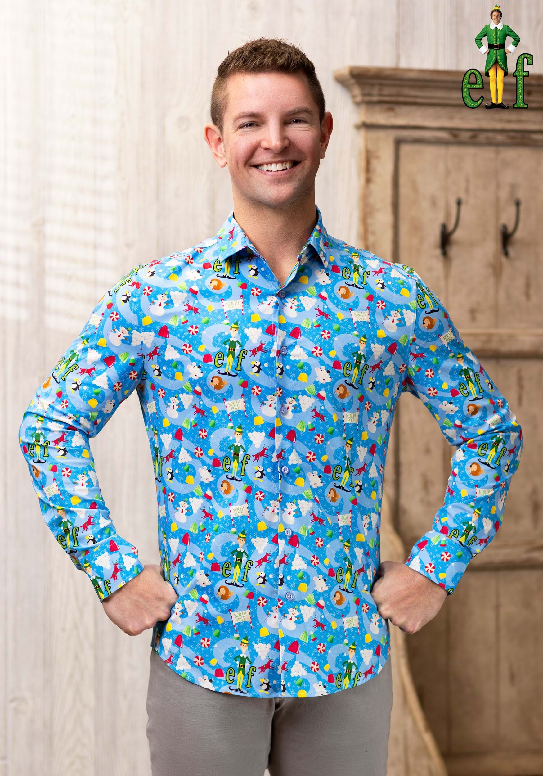 Buddy the Elf Button Up Shirt for Adults