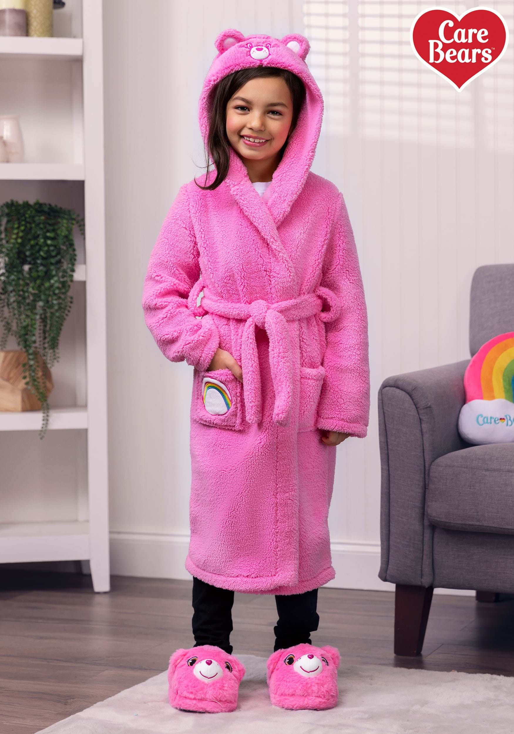 Kid's Cheer Bear Hooded Care Bears Robe 1 Kid's Cheer Bear Hooded Care Bears Robe