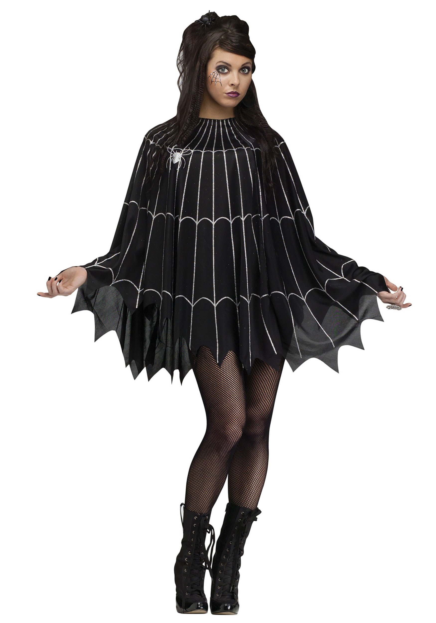 Spider Web Poncho Costume for Adults