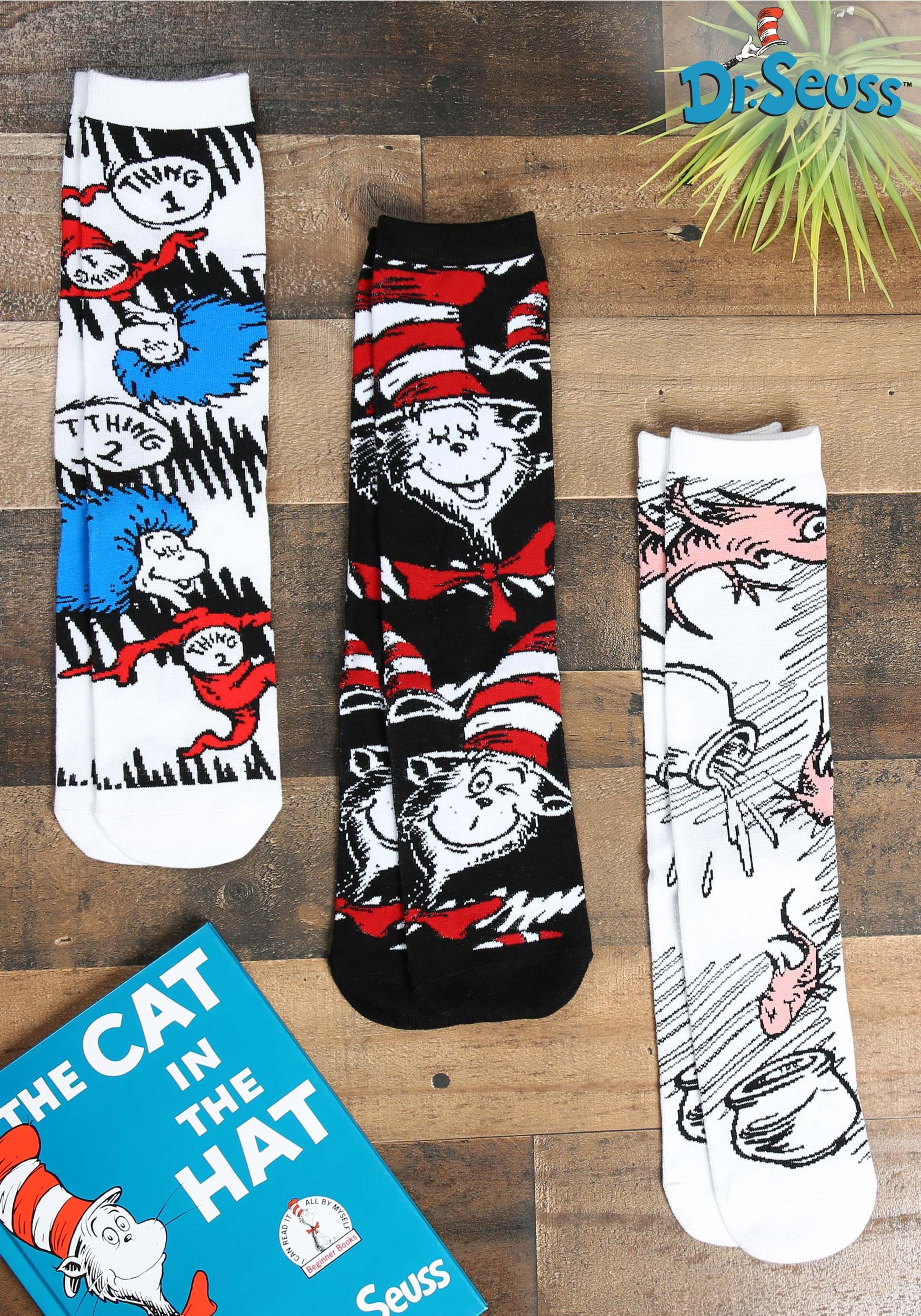 The Cat in the Hat 3 Pairs Crew Sock Set for Adults