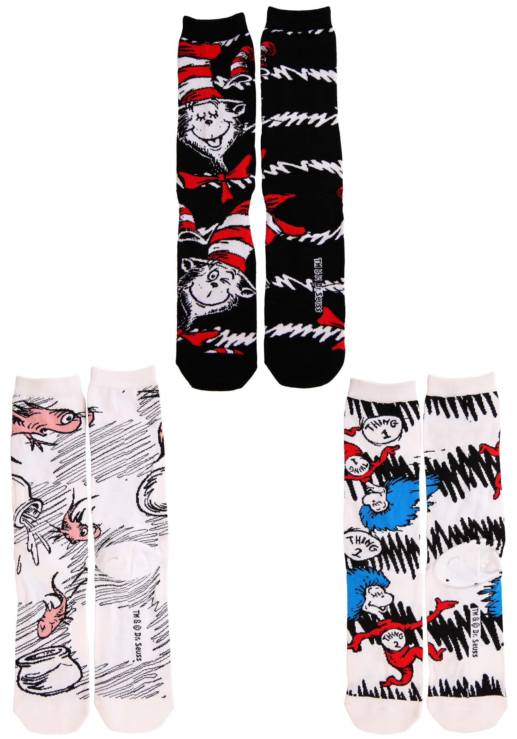 The Cat in the Hat 3 Pairs Crew Sock Set for Adults