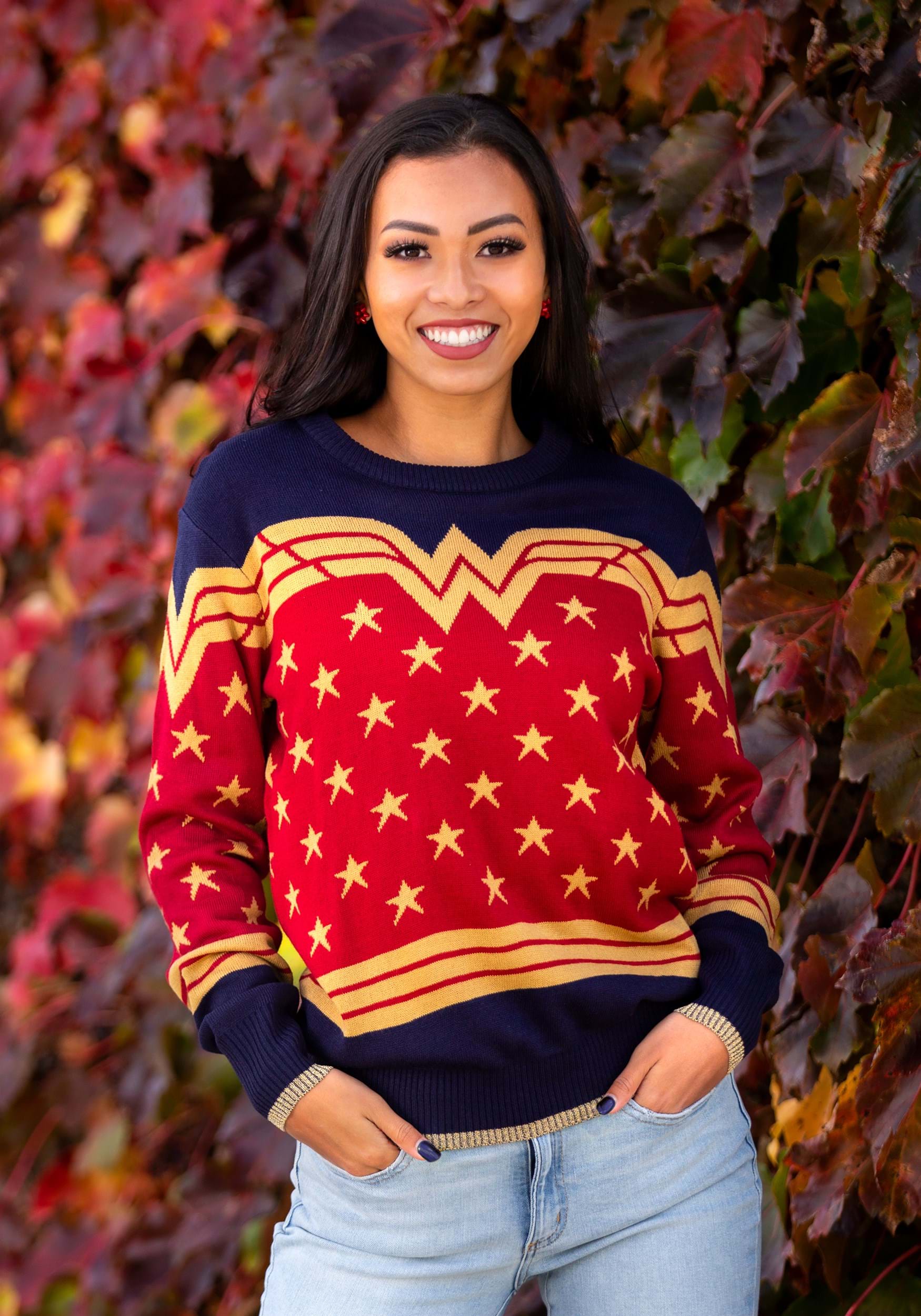 Wonder Woman Dark Blue Adult Ugly Sweater