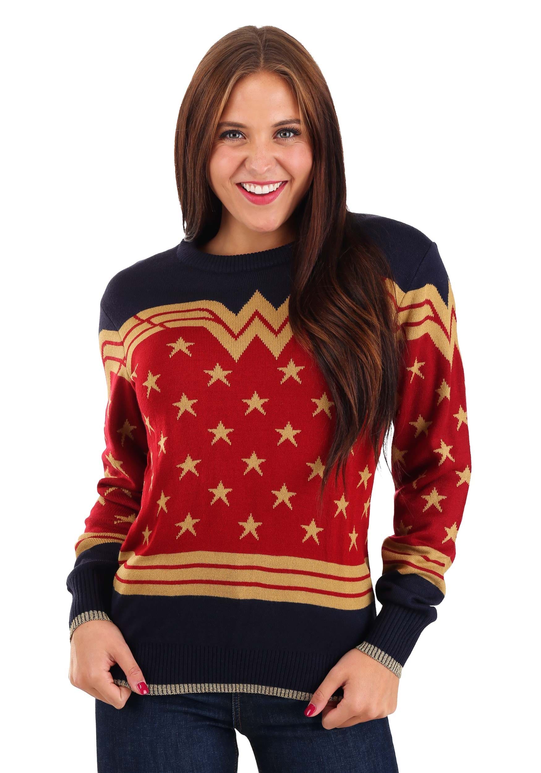 Wonder Woman Dark Blue Adult Ugly Sweater