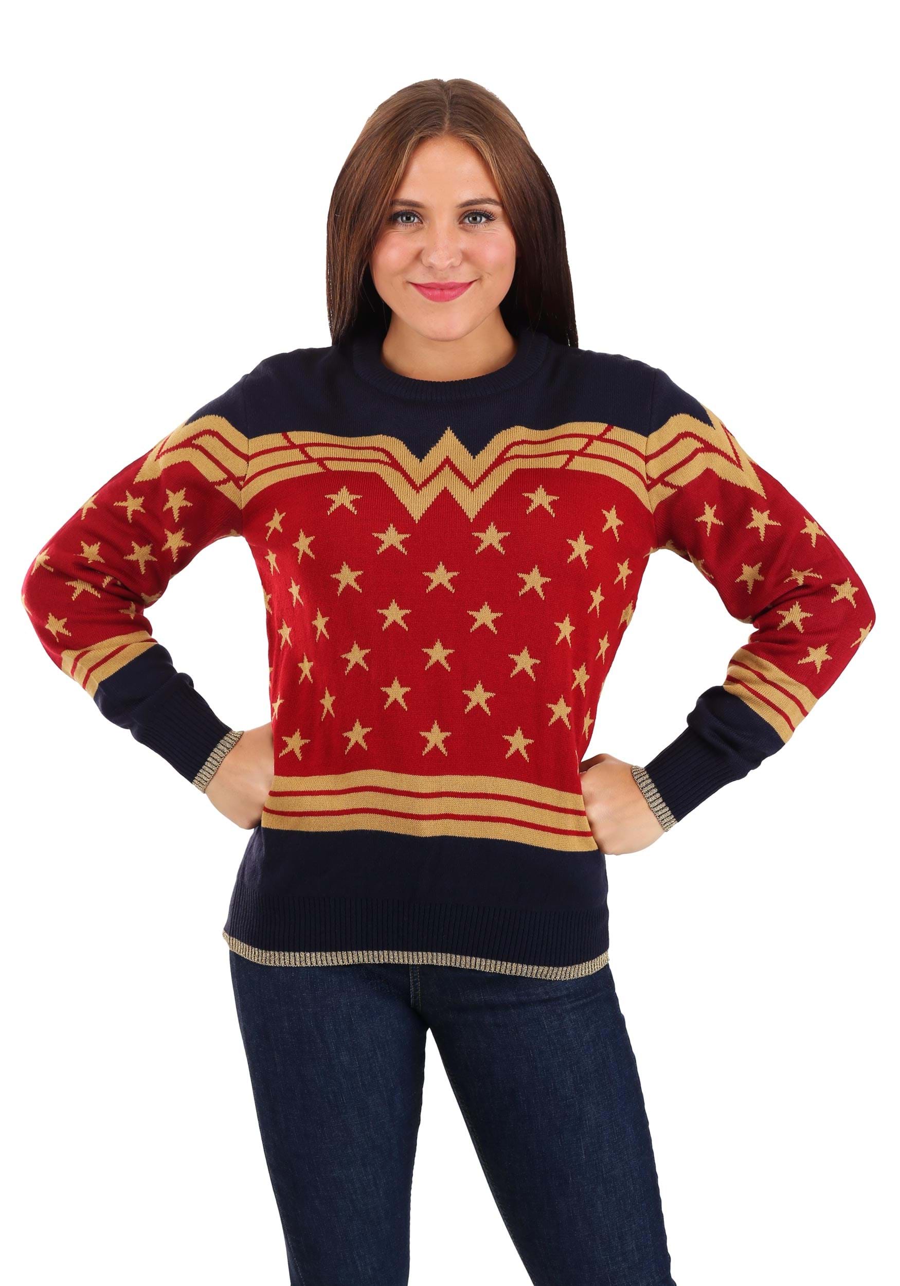 Wonder Woman Dark Blue Adult Ugly Sweater
