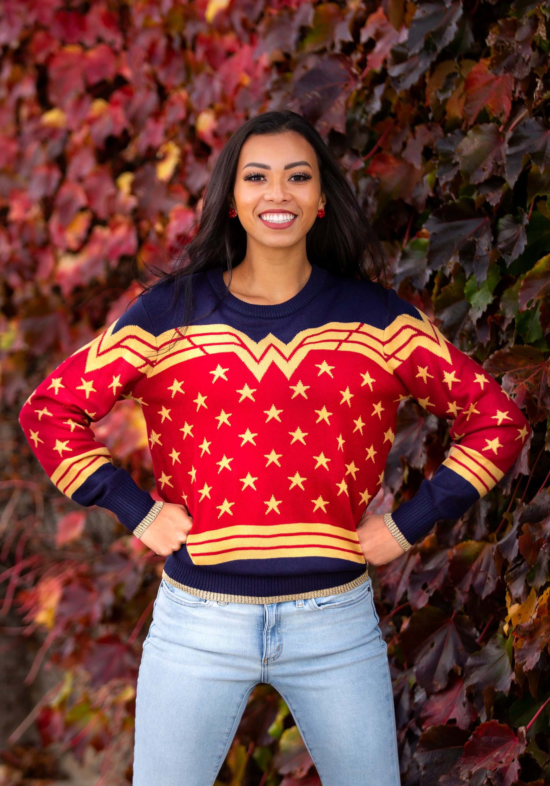 Wonder Woman Dark Blue Adult Ugly Sweater