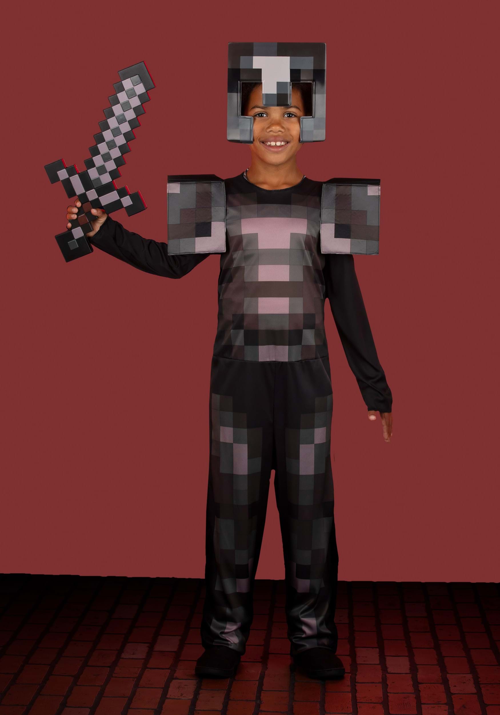 Minecraft Kid's Netherite Armor Jumpsuit Classic Costume 2 Minecraft Kid's Netherite Armor Jumpsuit Classic Costume