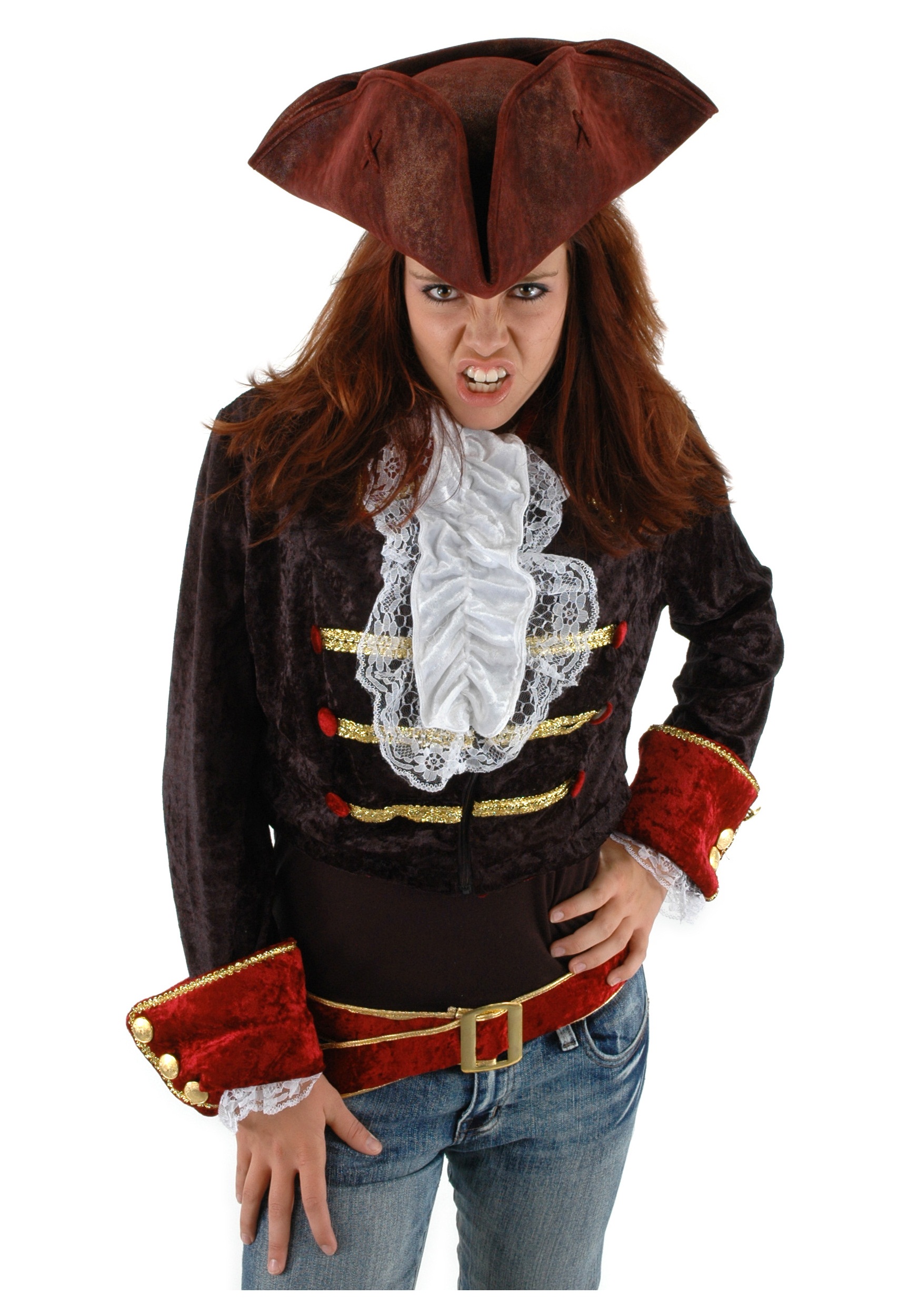 Scallywag Blood Red Costume Hat for Adults