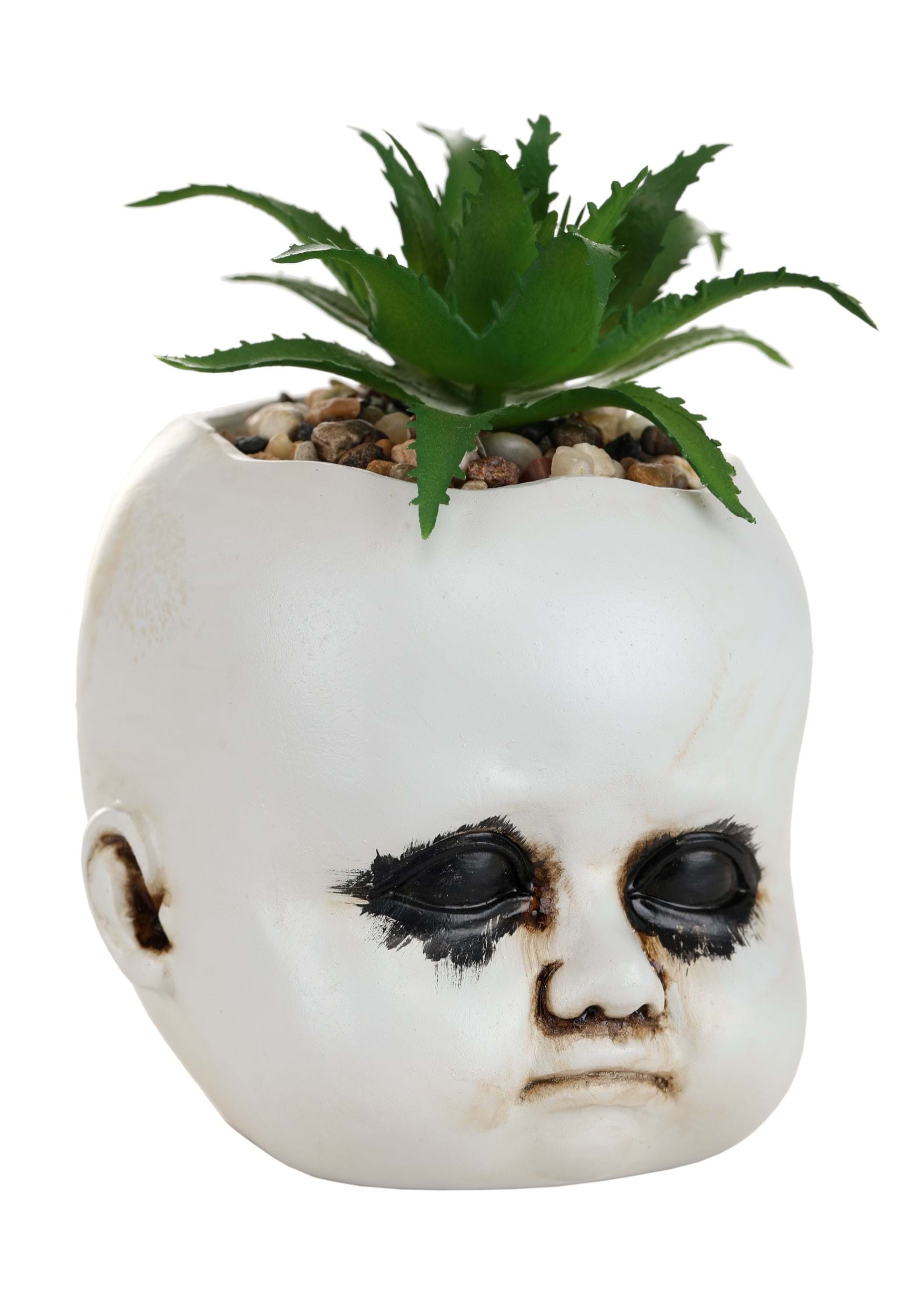 Distressed Doll Succulent Planter Halloween Decoration 2 Distressed Doll Succulent Planter Halloween Decoration