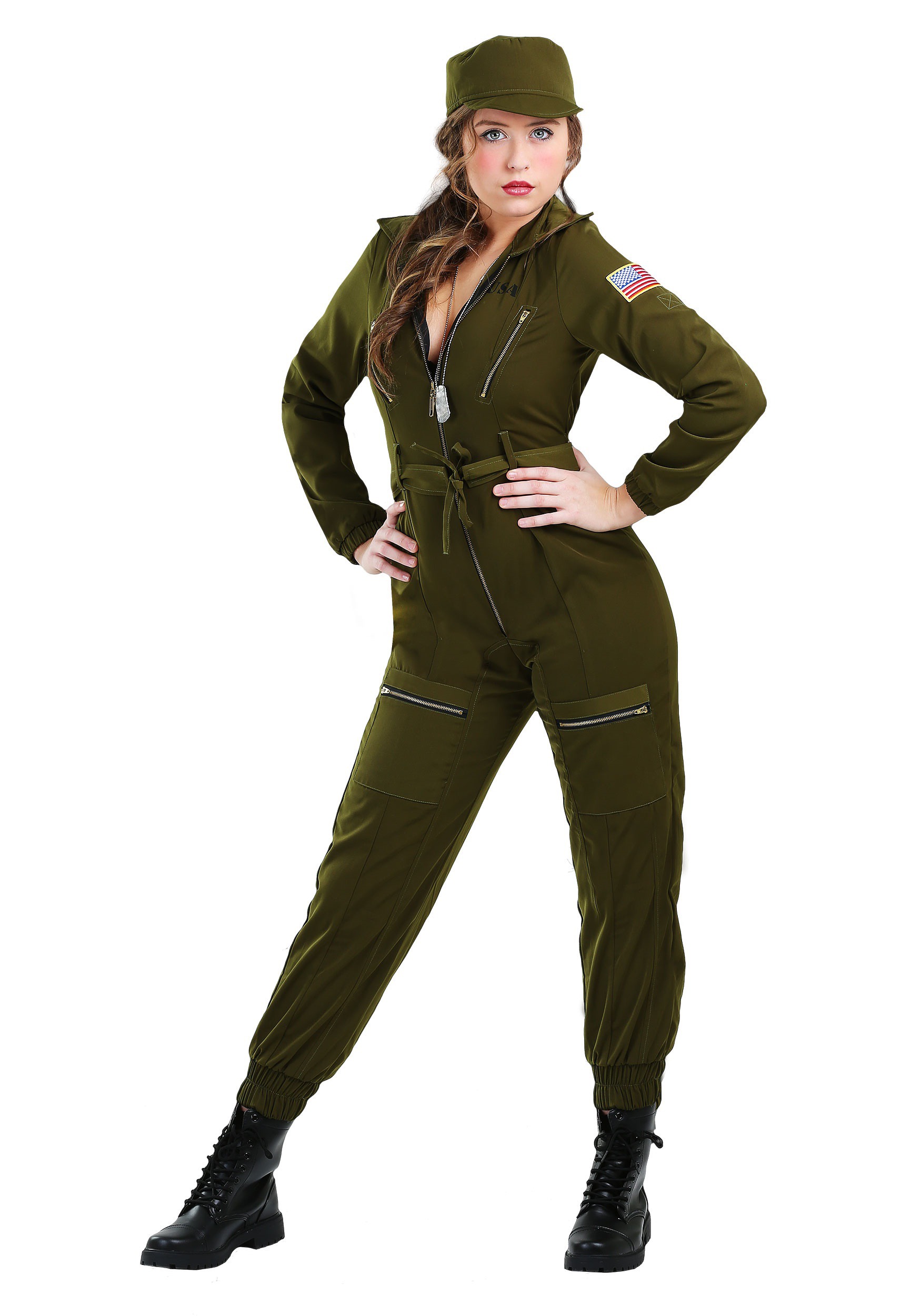 Women's Army Flightsuit Costume 3 Women's Army Flightsuit Costume