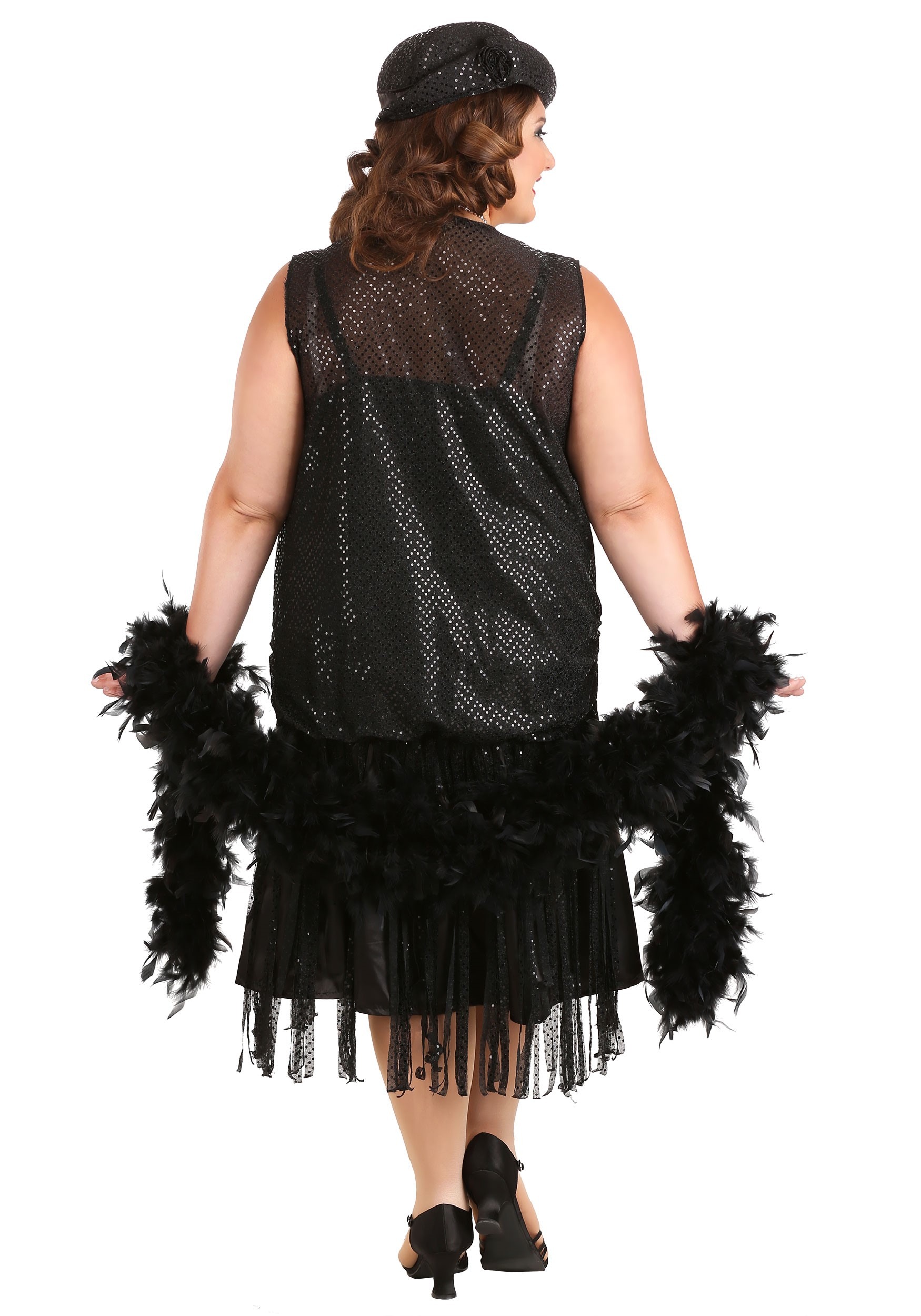 Plus Size Black Jazz Flapper Costume for Women