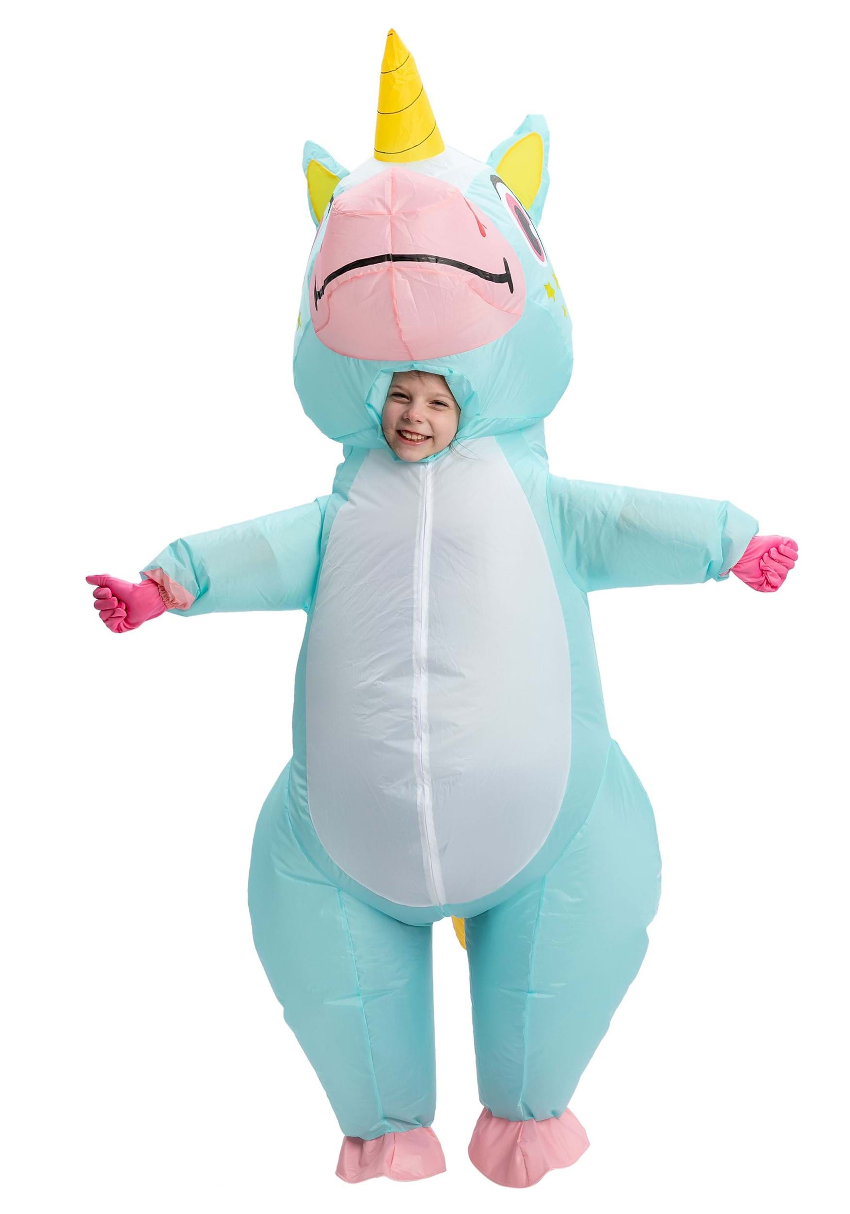 Inflatable Kid's Blue Unicorn Costume