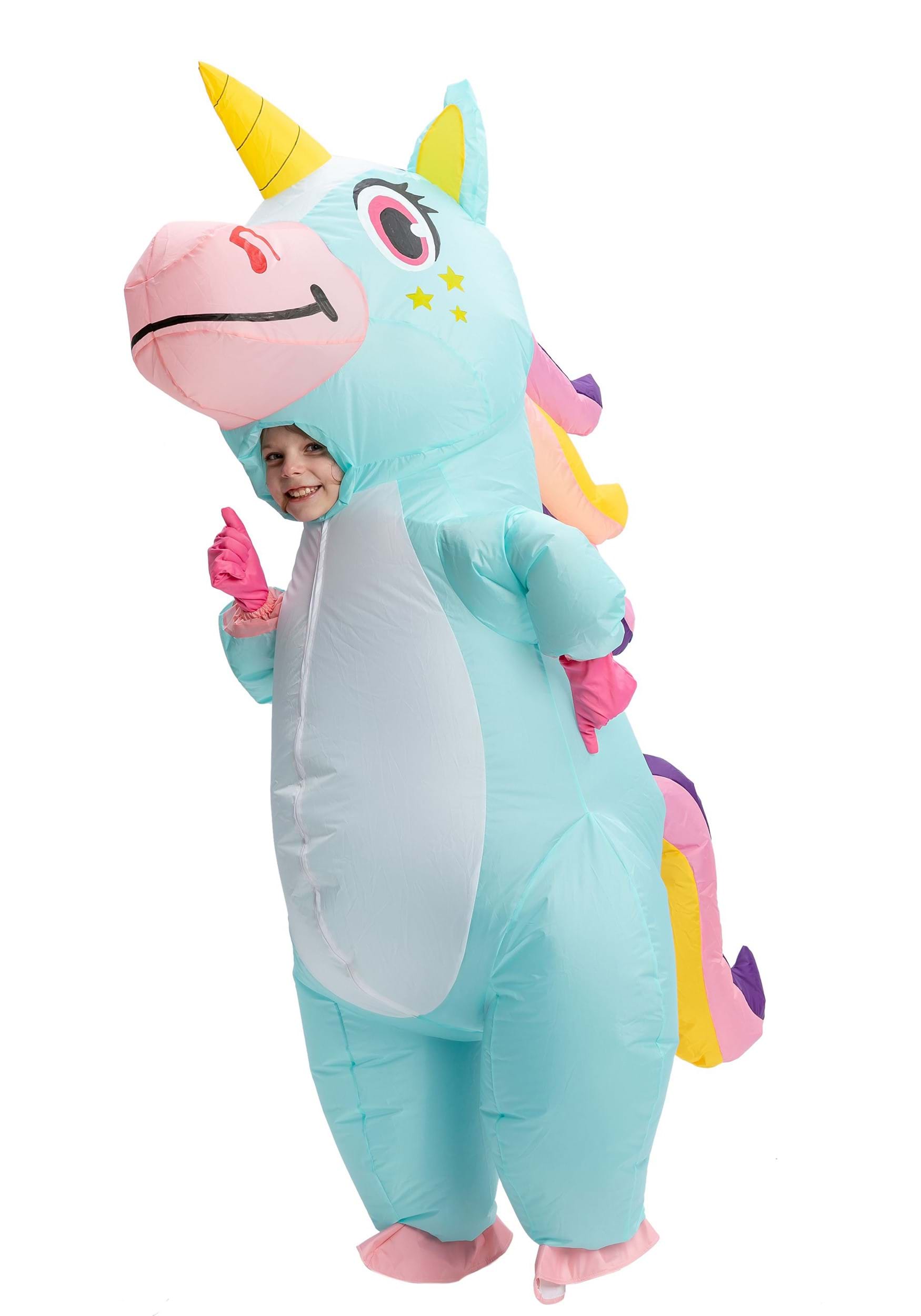Inflatable Kid's Blue Unicorn Costume