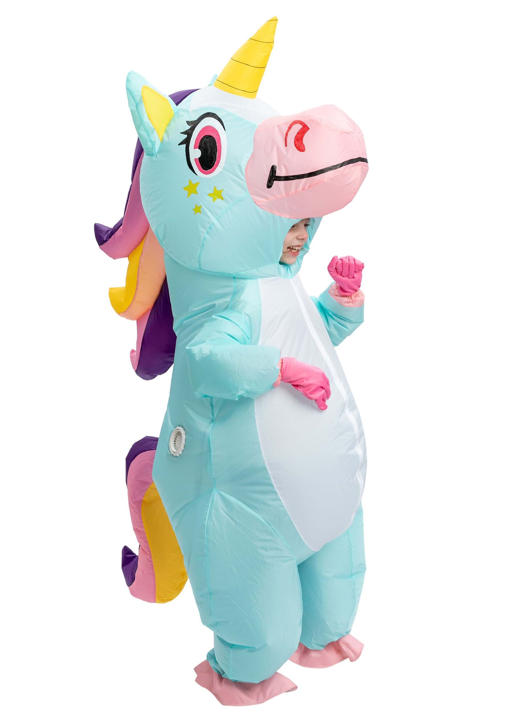 Inflatable Kid's Blue Unicorn Costume