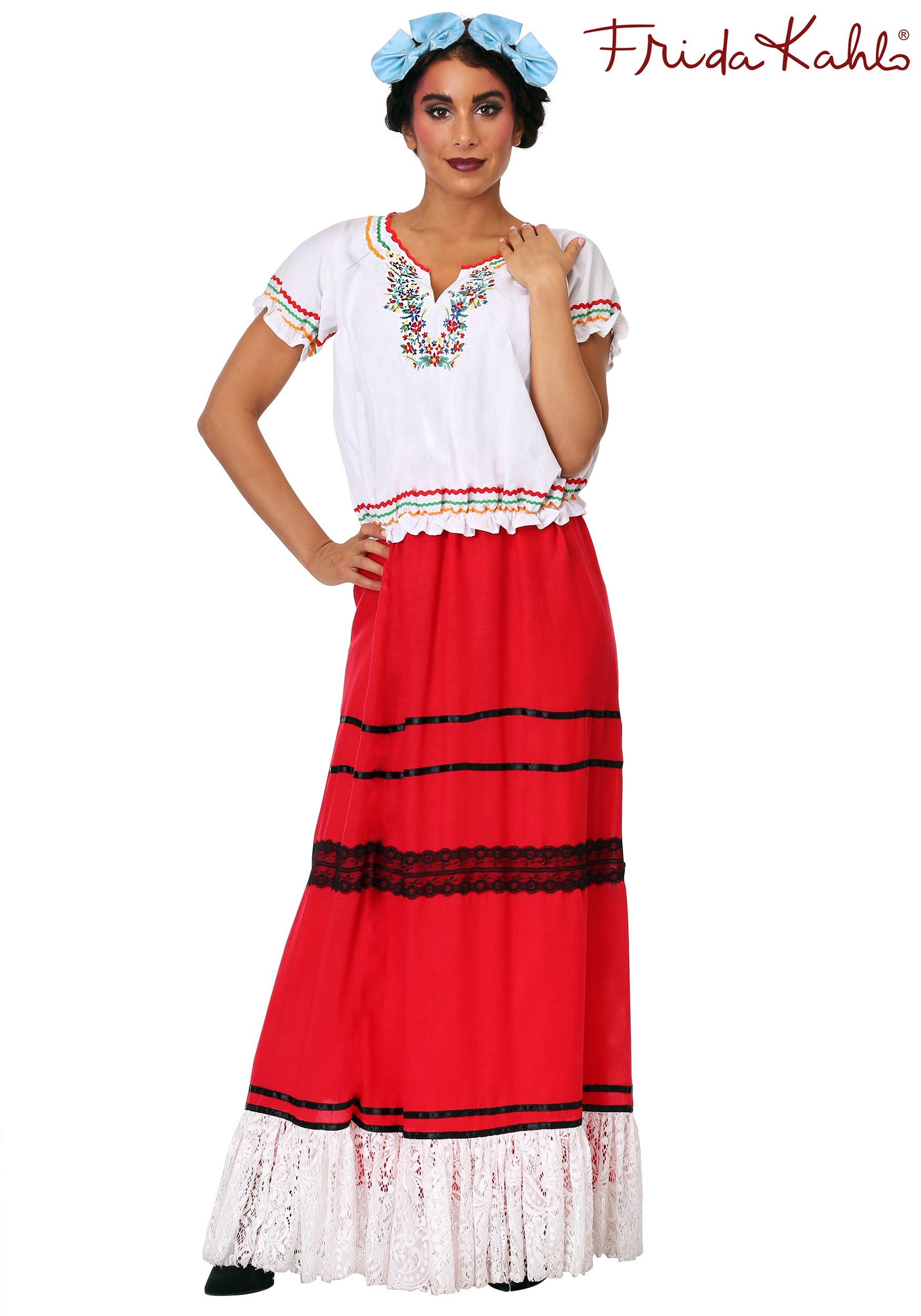 Red Frida Kahlo Costume for Women 1 Red Frida Kahlo Costume for Women