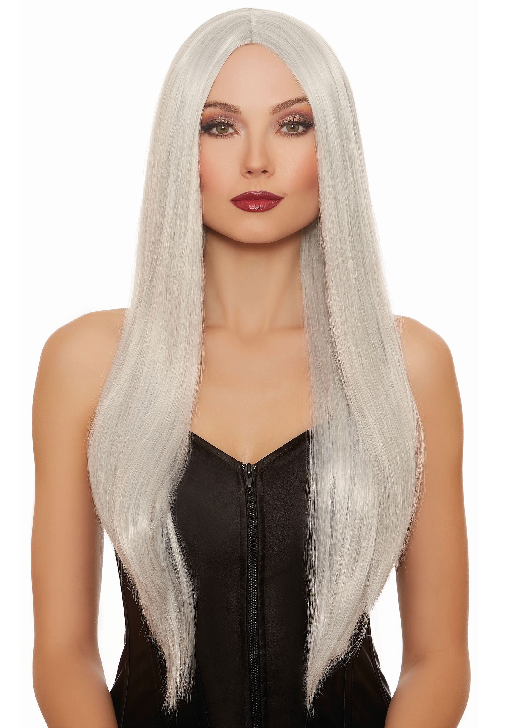 Long Straight Gray/White Mix Costume Wig for Women