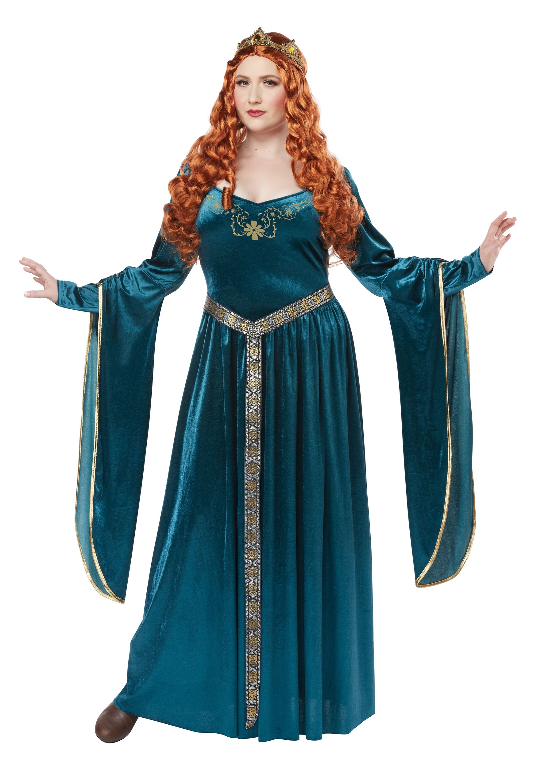 Plus Size Lady Guinevere Teal Costume for Women