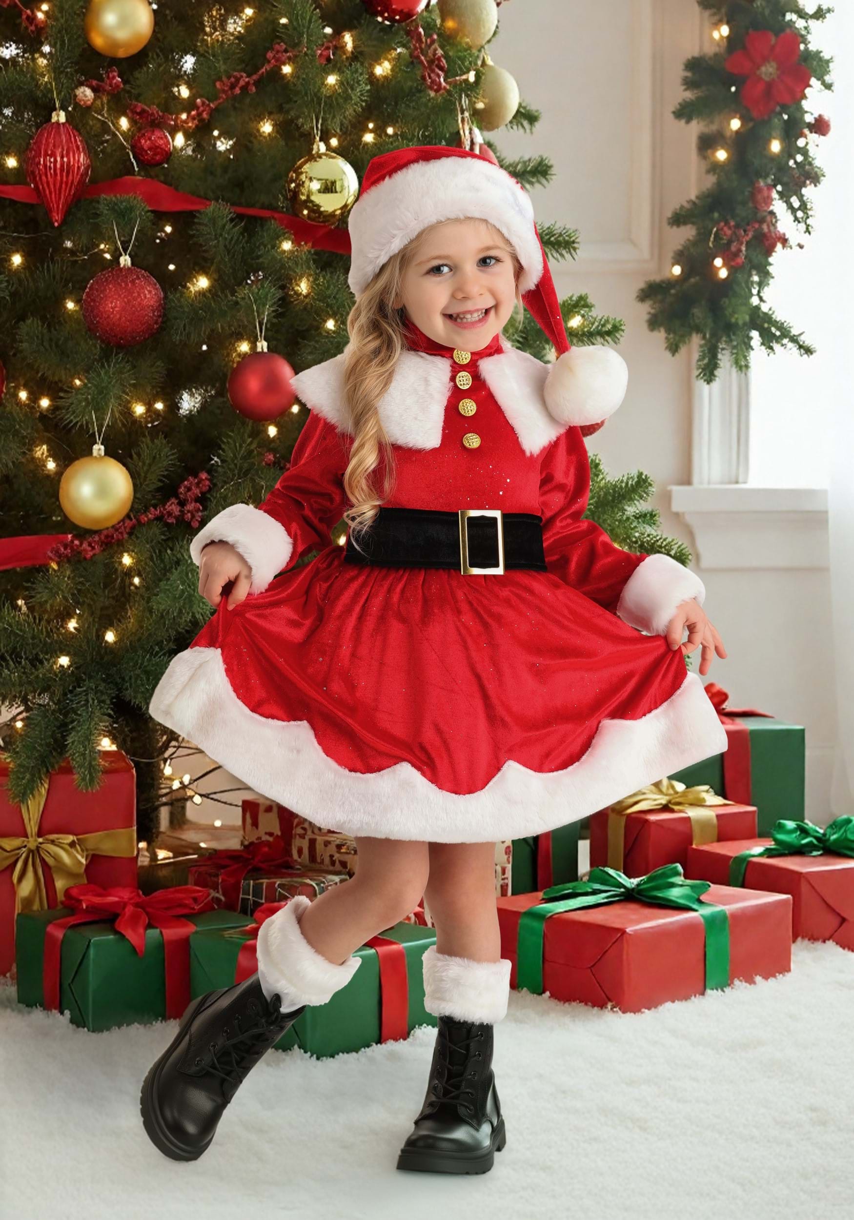 Premium Santa Girl's Toddler Costume Dress