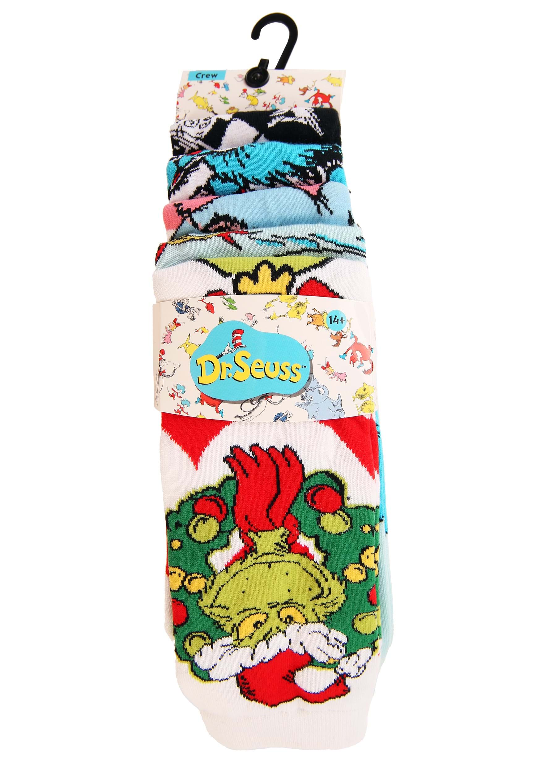Adult Dr. Seuss Patterns Crew Sock 5 Pair Set