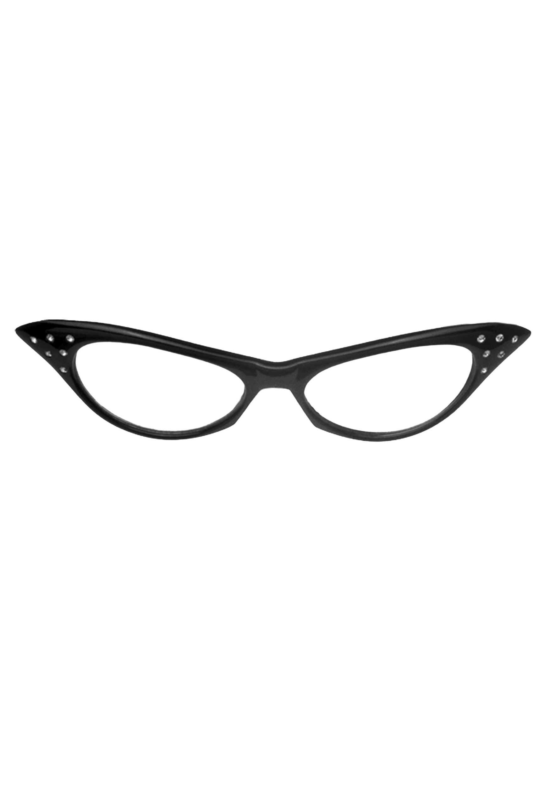 50's Retro Black Cat Eye Frame Costume Glasses for Adults