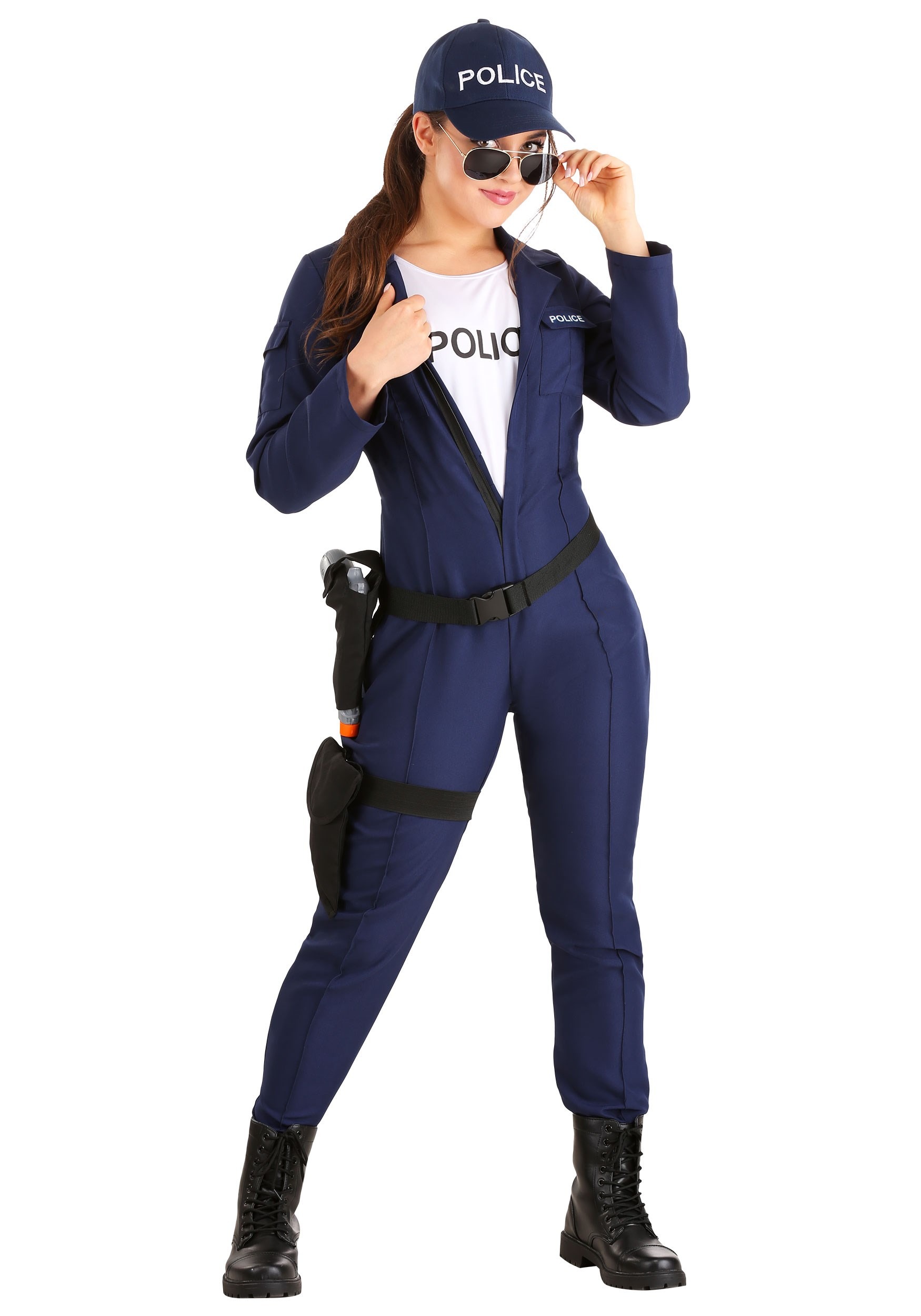 Plus Size Women's Tactical Cop Jumpsuit Costume
