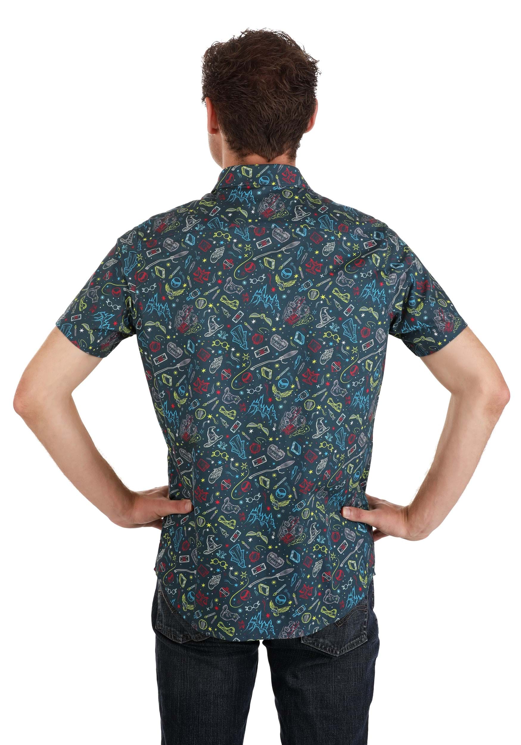Harry Potter Print Adult Button Up Shirt