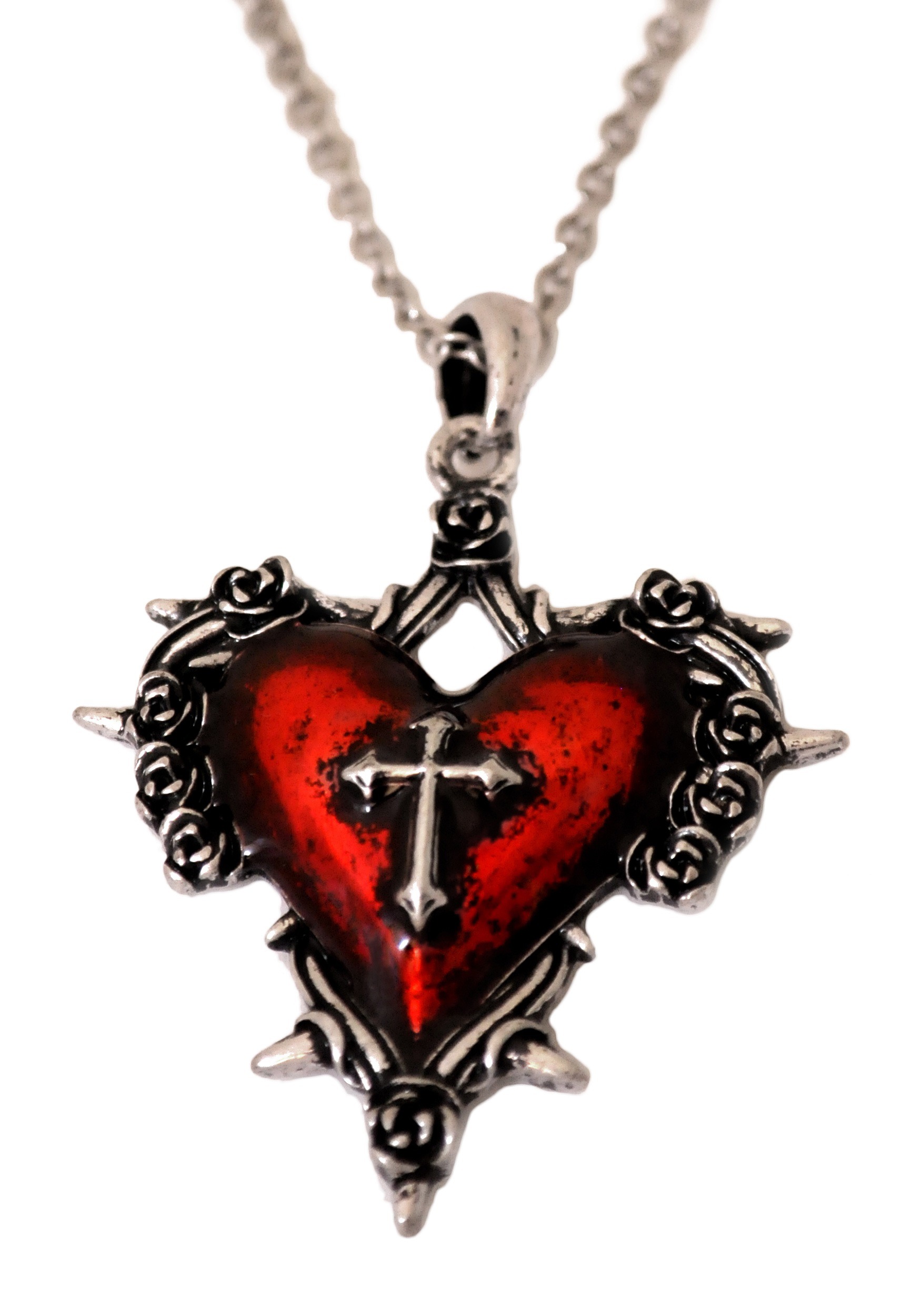 Heart Necklace with Cross Costume Jewelry