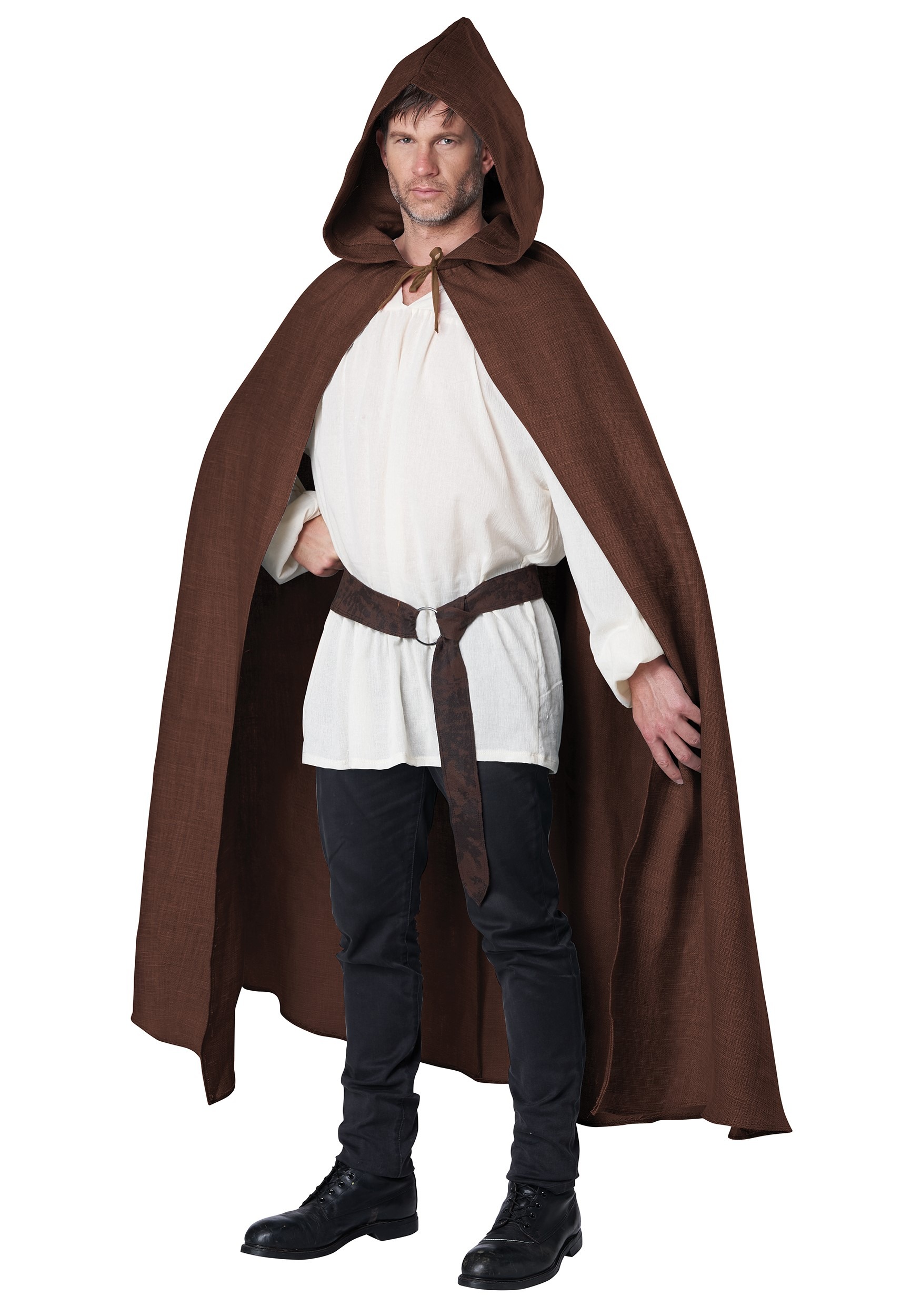 Brown Hooded Cloak for Adults