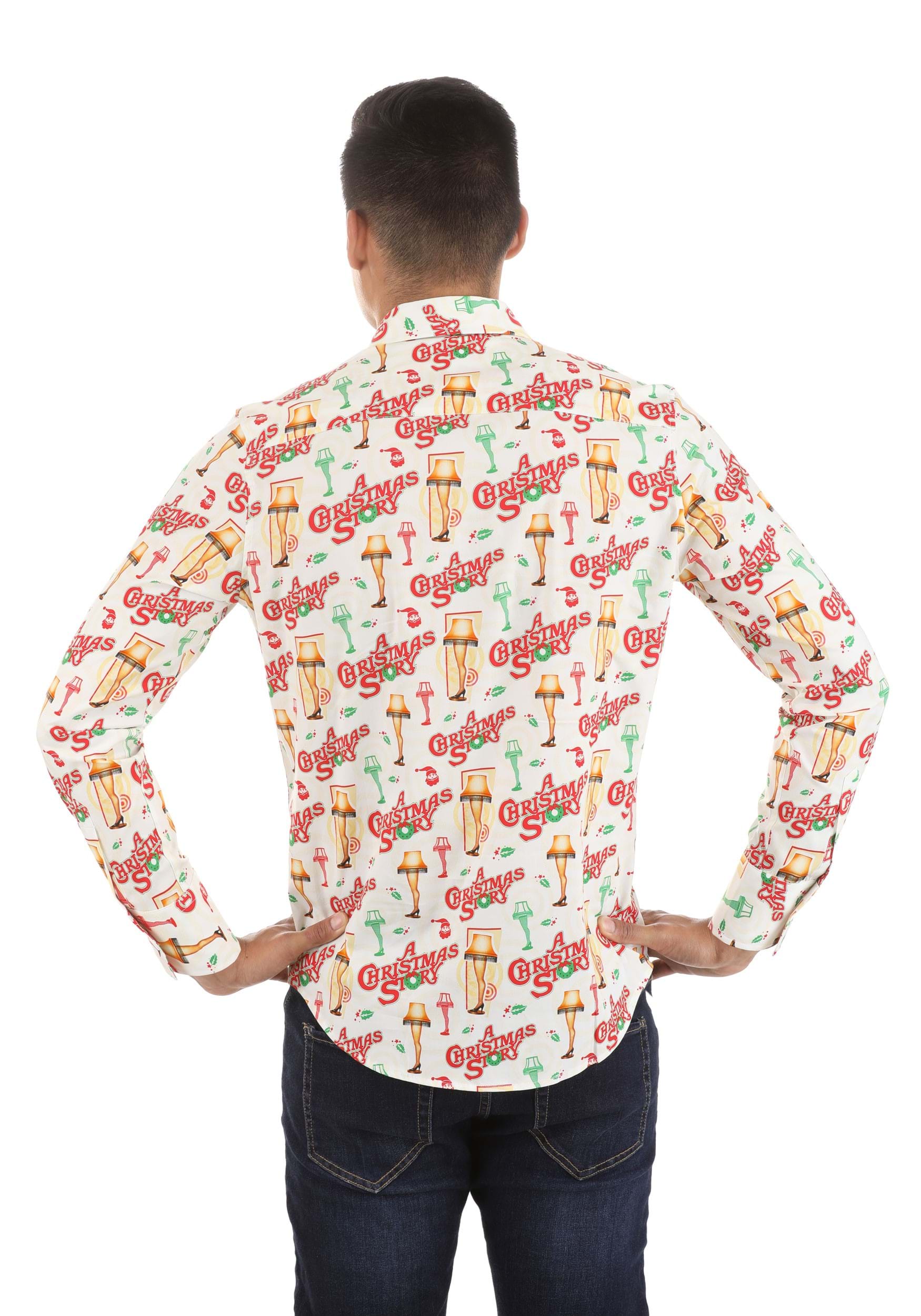 Men's Christmas Story Long Sleeve Button Up Shirt