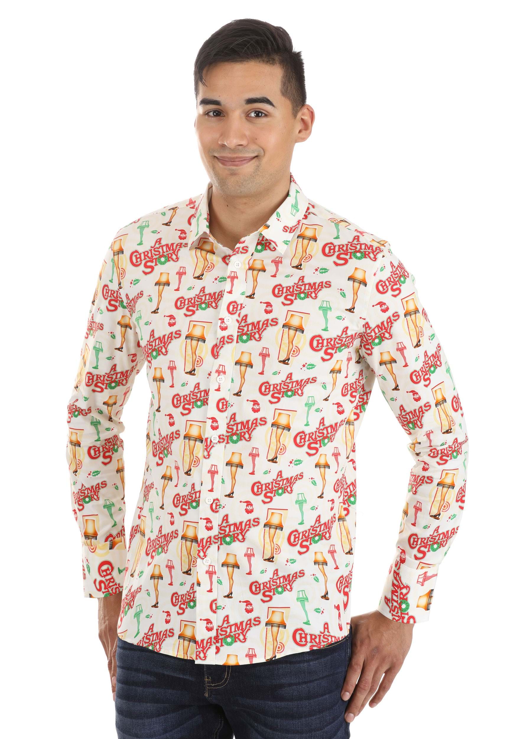 Men's Christmas Story Long Sleeve Button Up Shirt