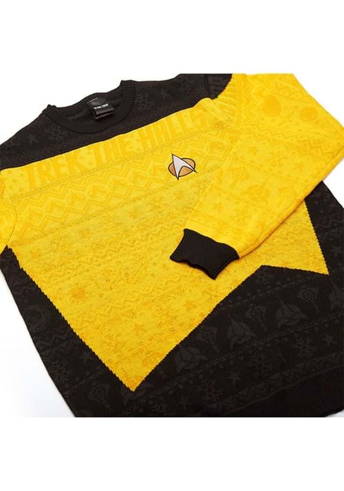Star Trek "Trek the Halls" Yellow Christmas Sweater for Adults
