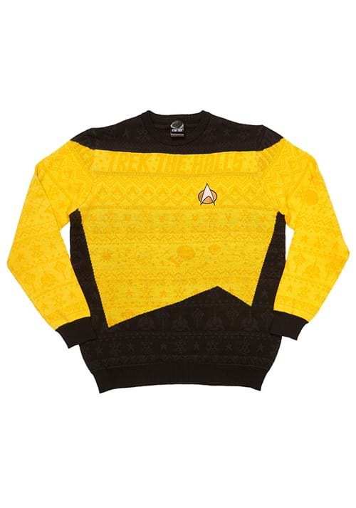 Star Trek "Trek the Halls" Yellow Christmas Sweater for Adults