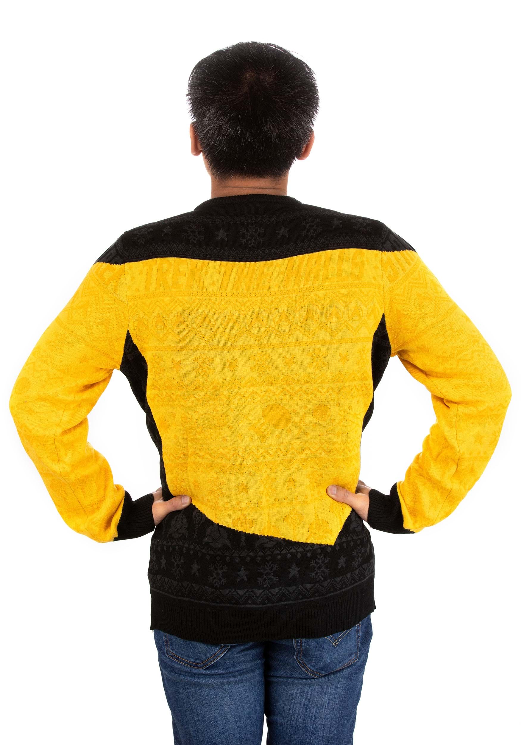Star Trek "Trek the Halls" Yellow Christmas Sweater for Adults