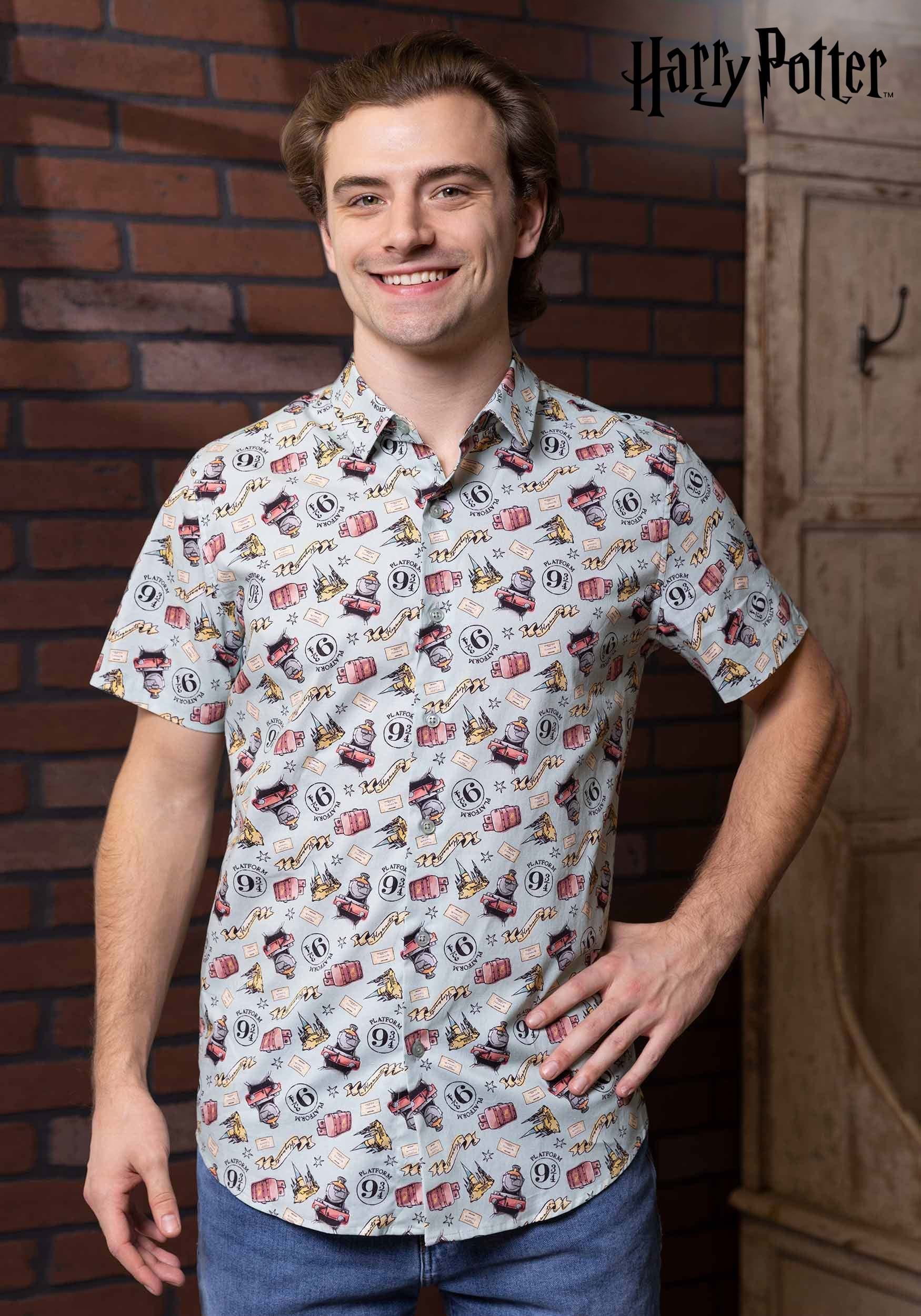 Harry Potter Light Print Button Up Shirt for Adults