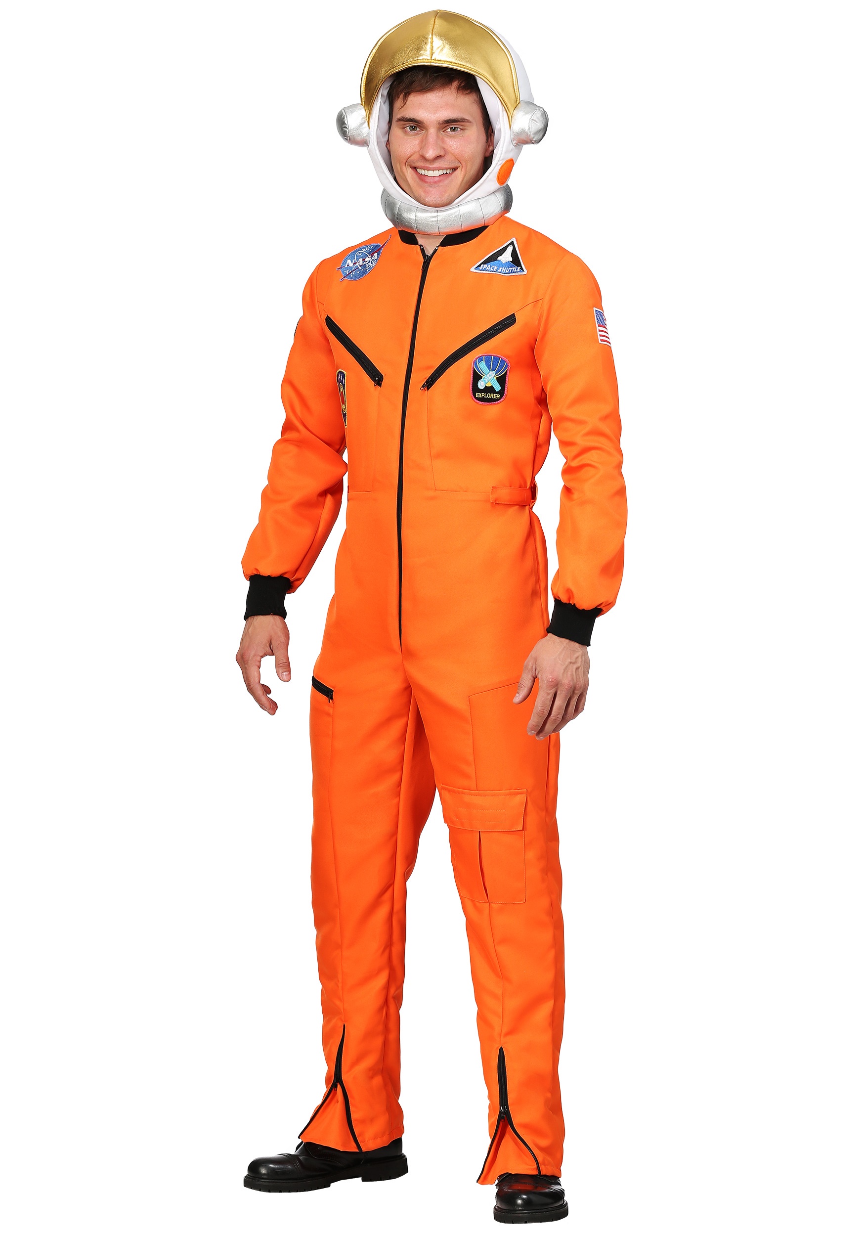 Plus Size Orange Astronaut Jumpsuit Costume for Adults