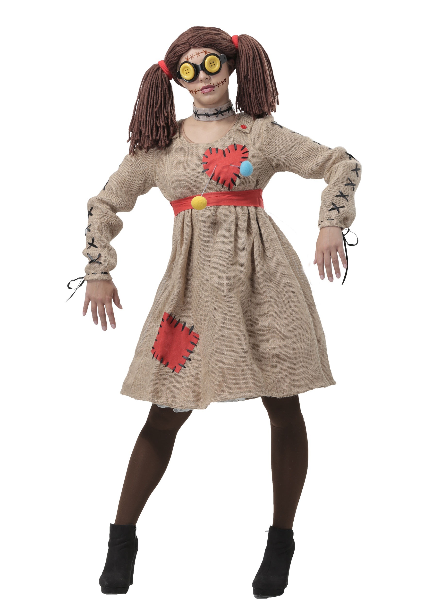 Women's Burlap Voodoo Doll Costume 1 Women's Burlap Voodoo Doll Costume
