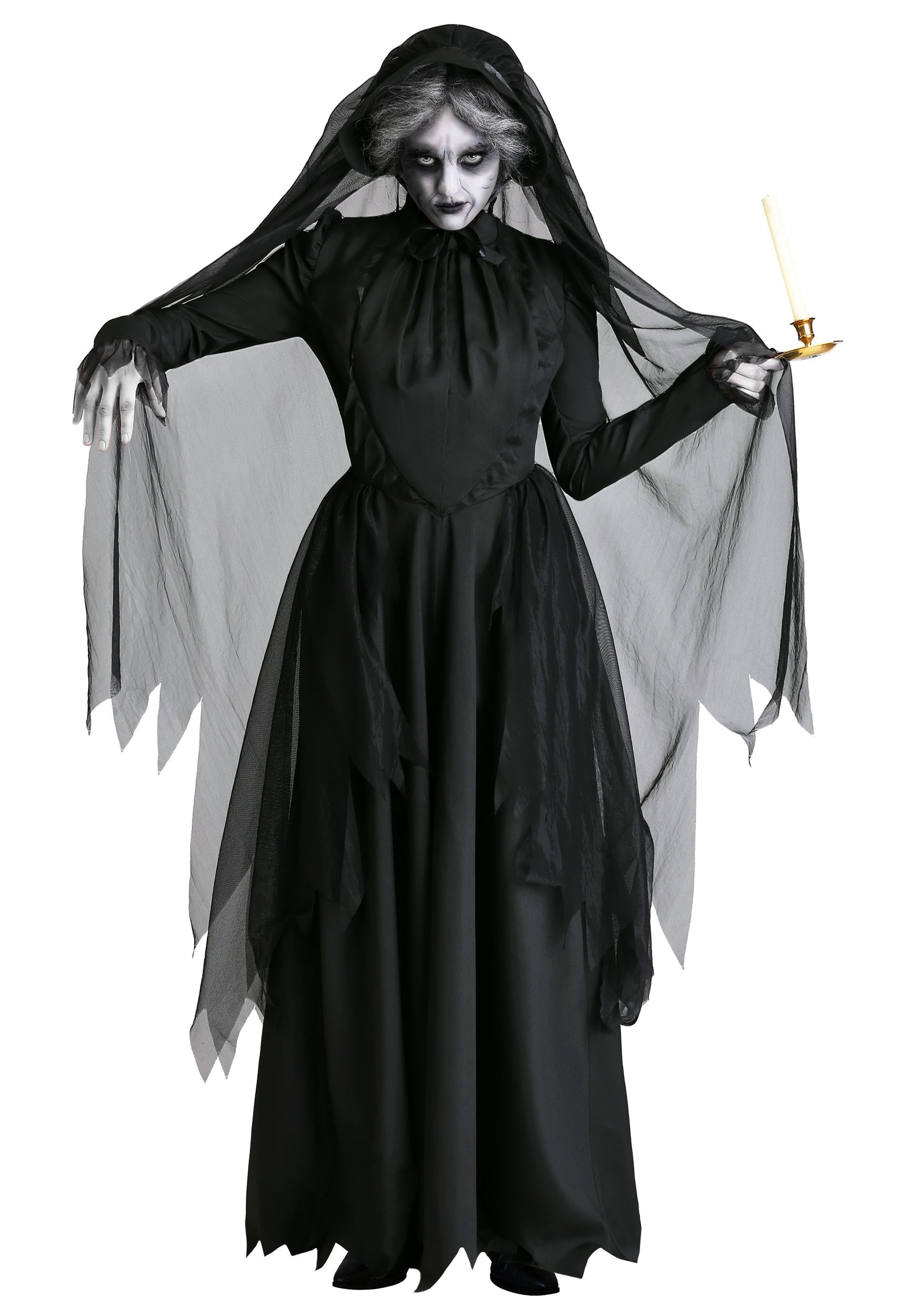 Womens Plus Size Lady in Black Ghost Costume