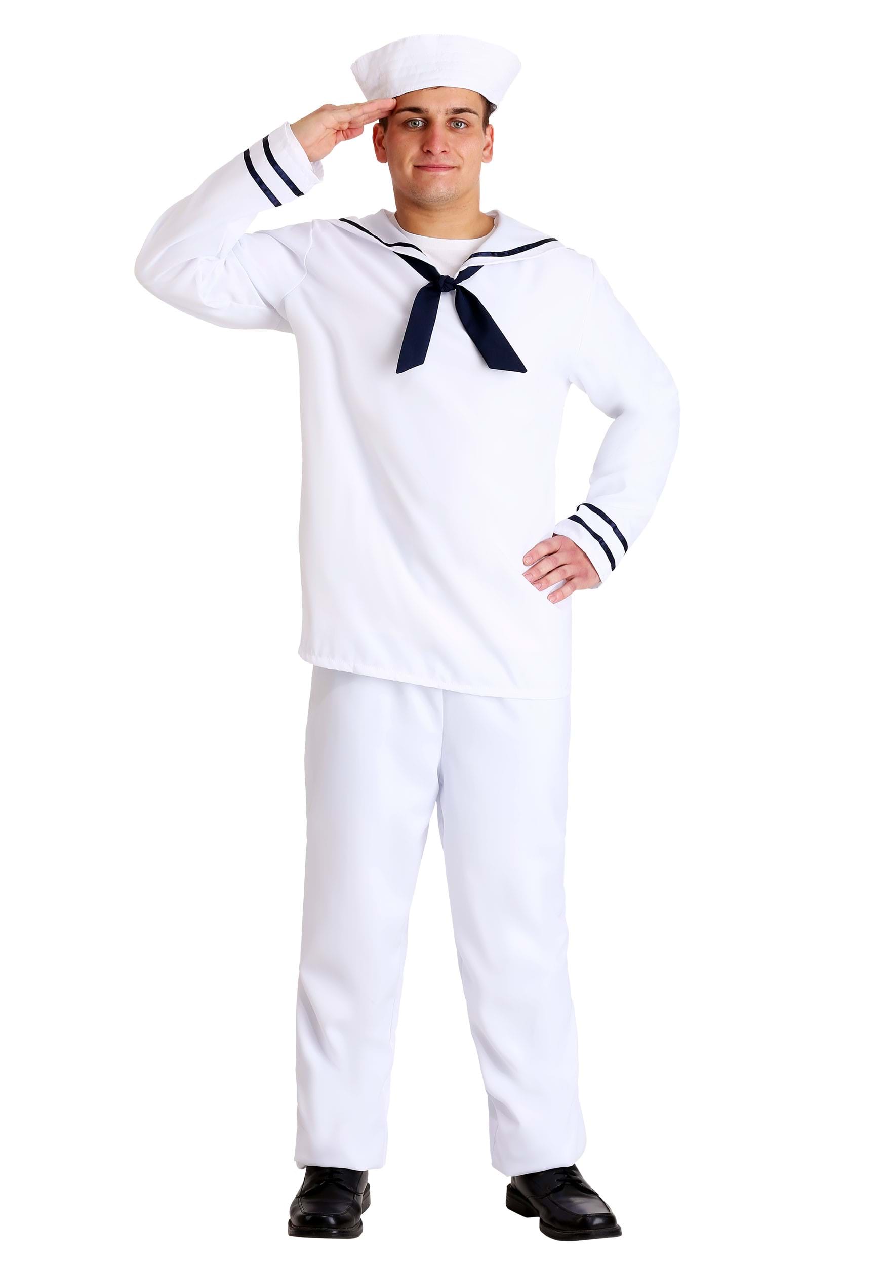 Plus Size Men's Sailor White Costume 1 Plus Size Men's Sailor White Costume