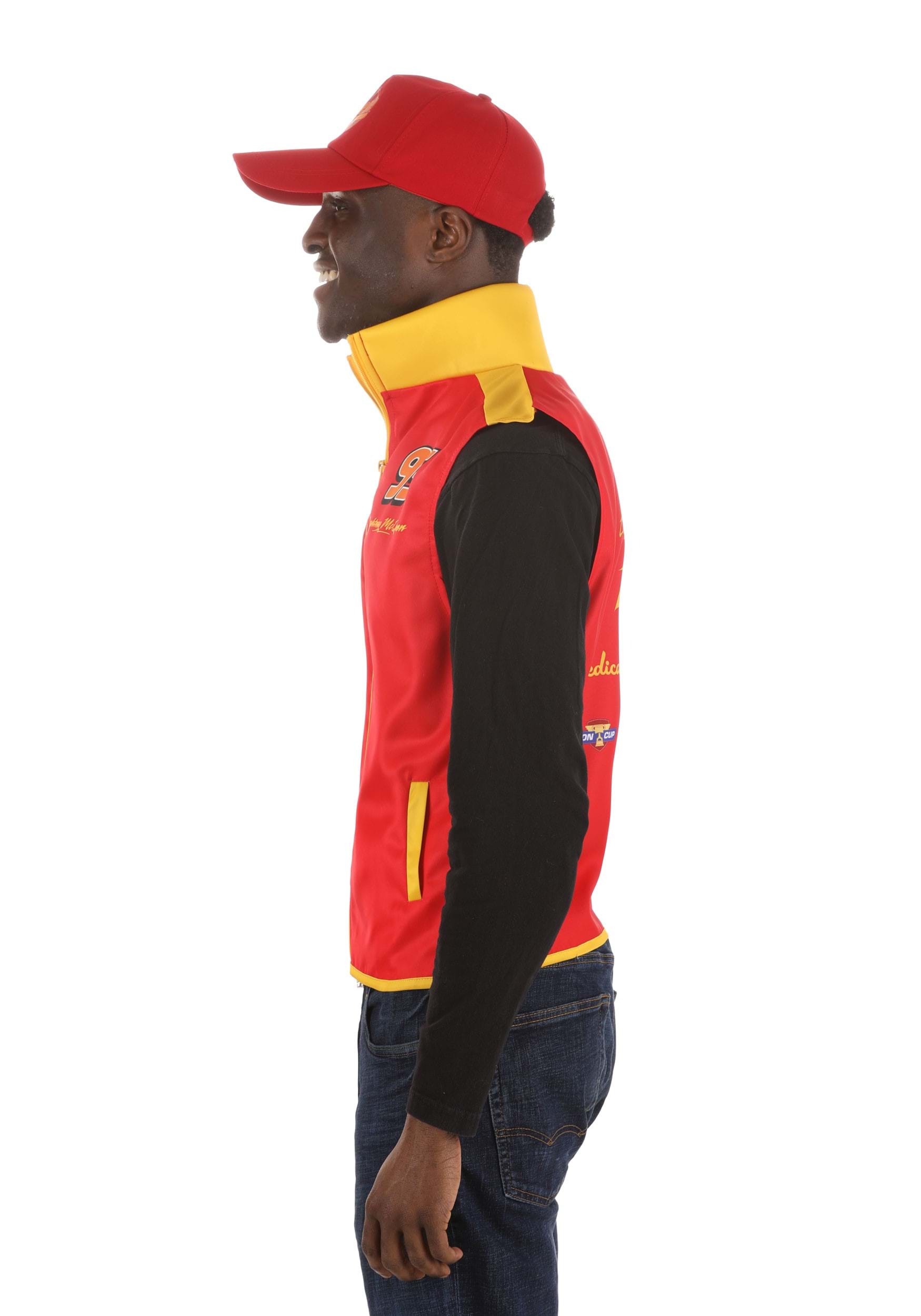 Adult Pixar Lightning McQueen Crew Hat & Vest Costume Kit