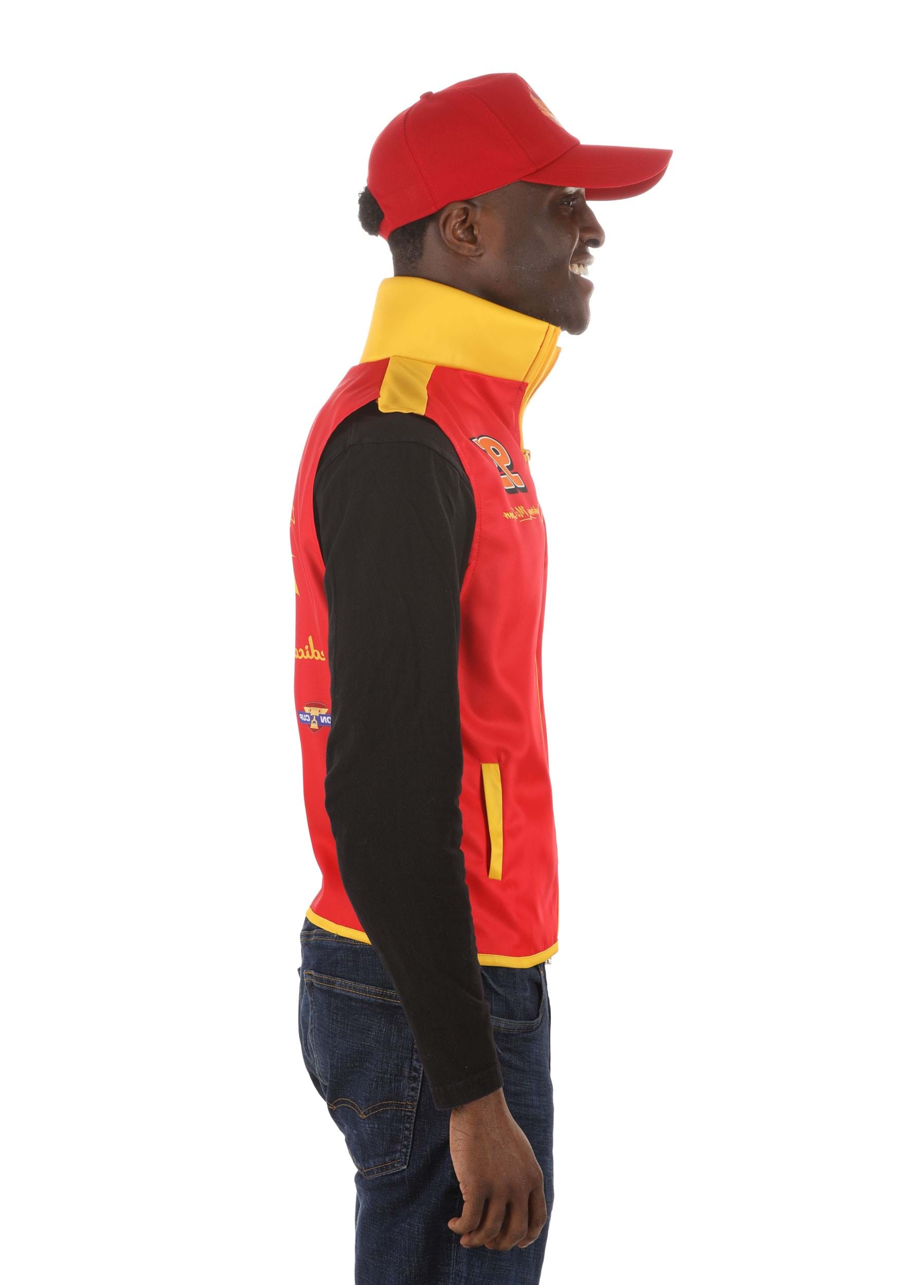 Adult Pixar Lightning McQueen Crew Hat & Vest Costume Kit
