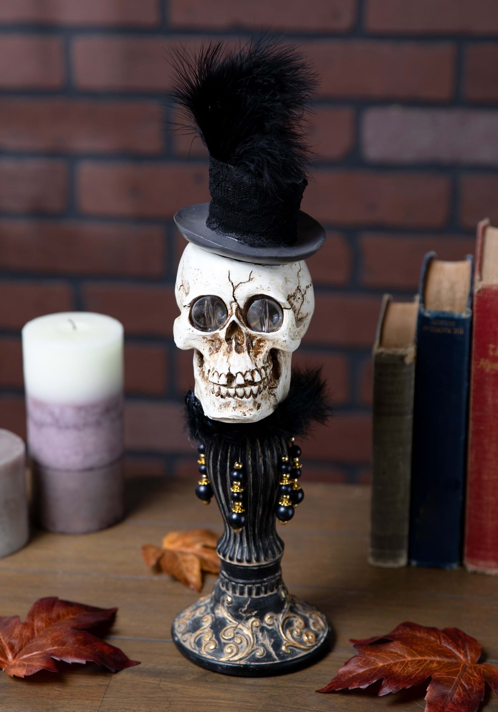 16-Inch Skeleton Female Bust with LED Light Up Eyes Decoration