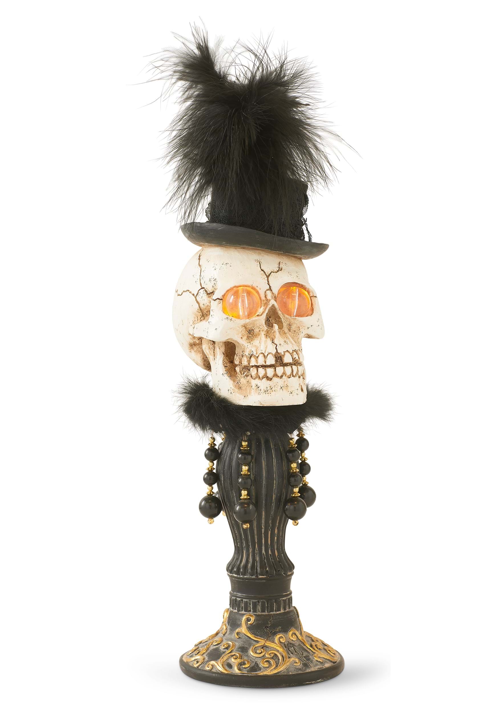 16-Inch Skeleton Female Bust with LED Light Up Eyes Decoration