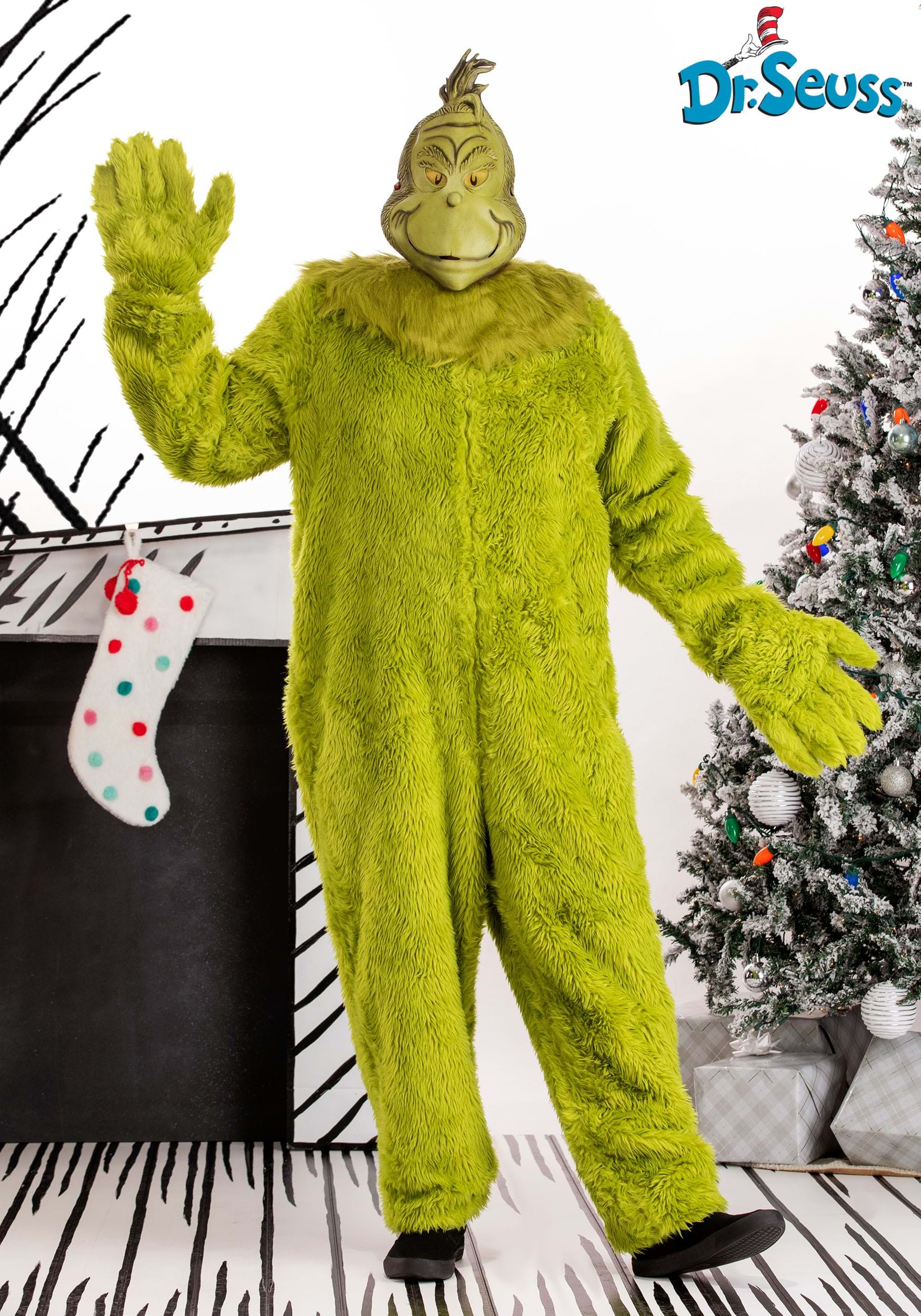 Plus Size The Grinch Jumpsuit Deluxe Costume with Latex Mask