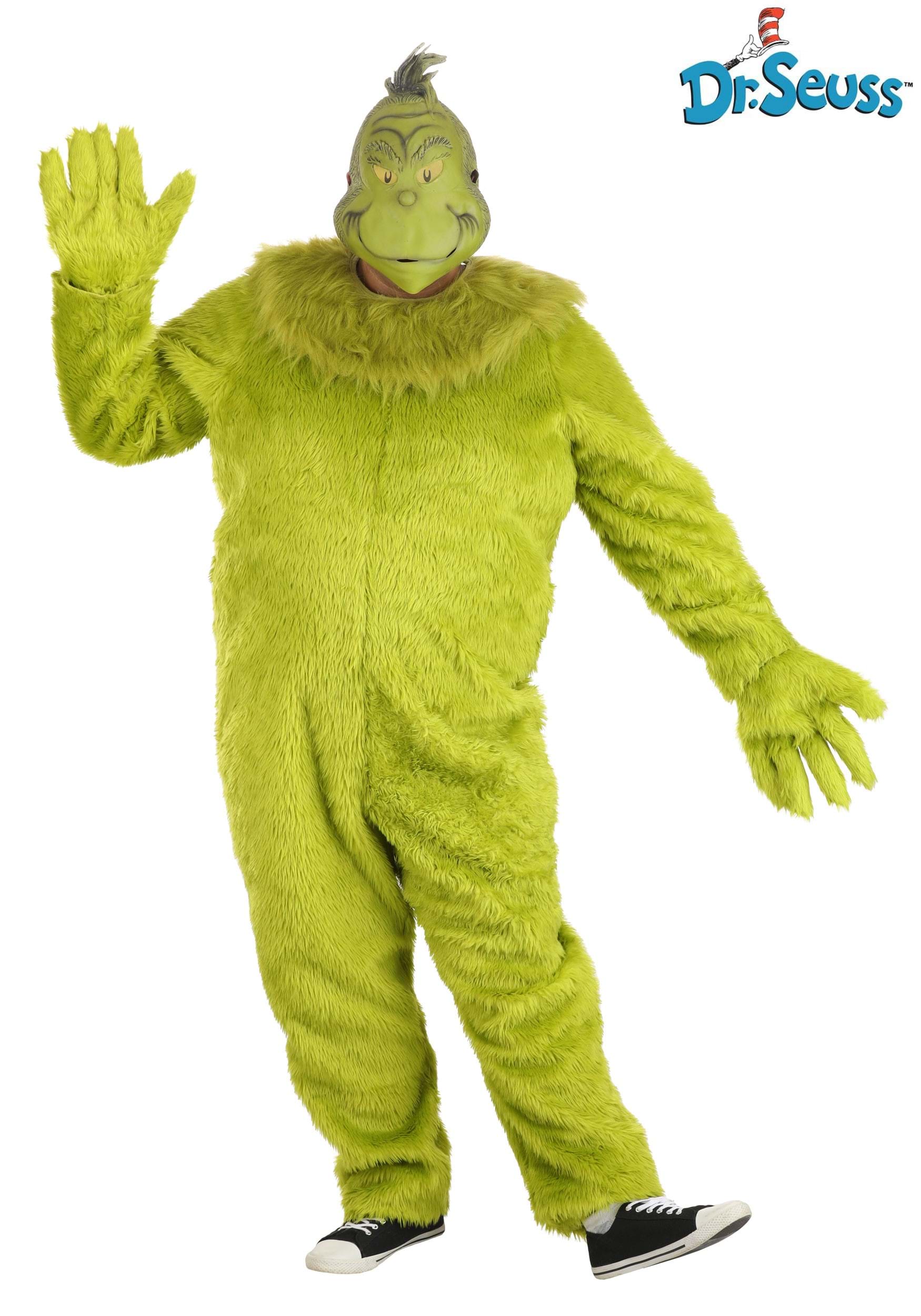 Plus Size The Grinch Jumpsuit Deluxe Costume with Latex Mask